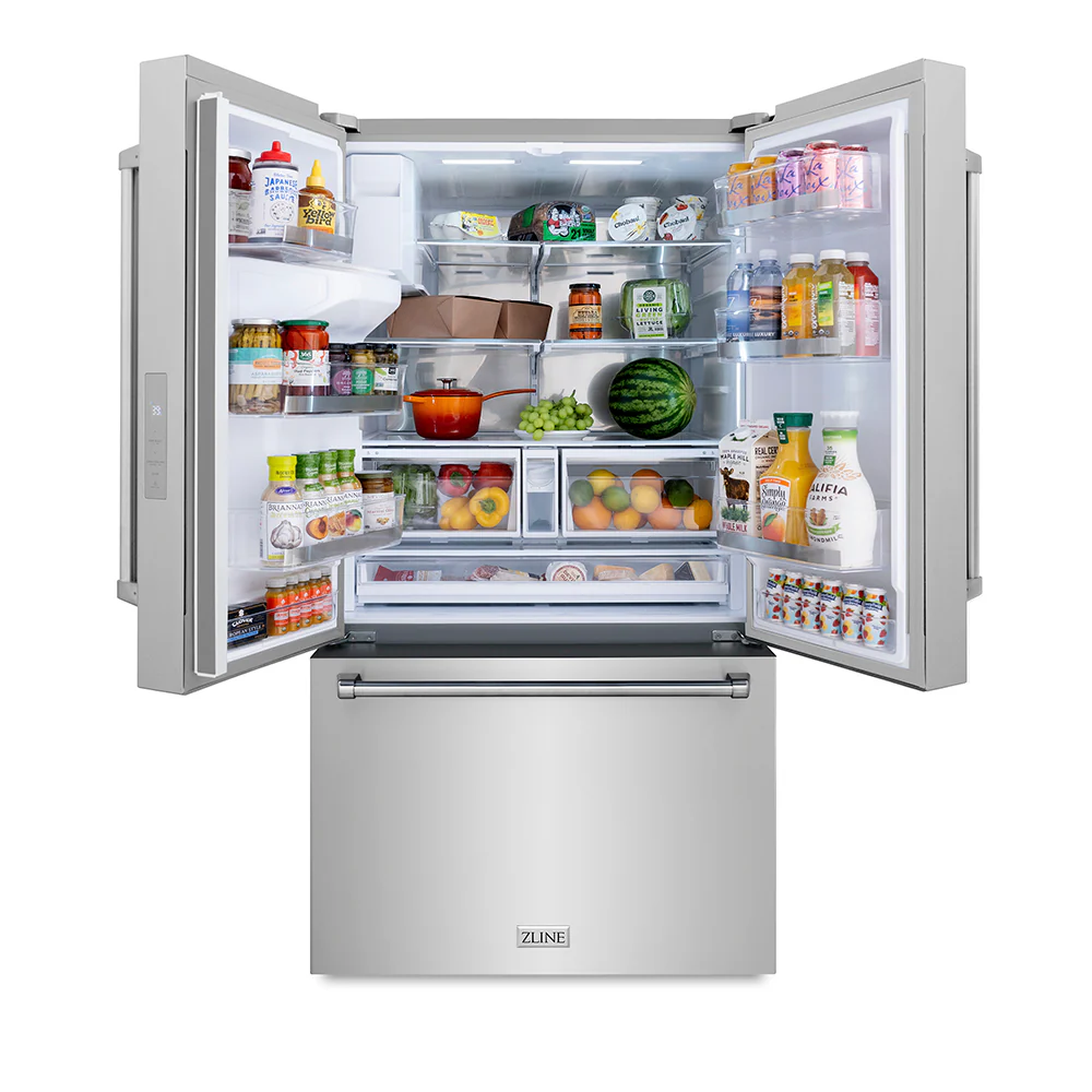 ZLINE 36 in. 28.9 cu. ft. Standard-Depth French Door External Water Dispenser Refrigerator with Dual Ice Maker in Fingerprint-Resistant Stainless Steel (RSM-W-36) - Image 5