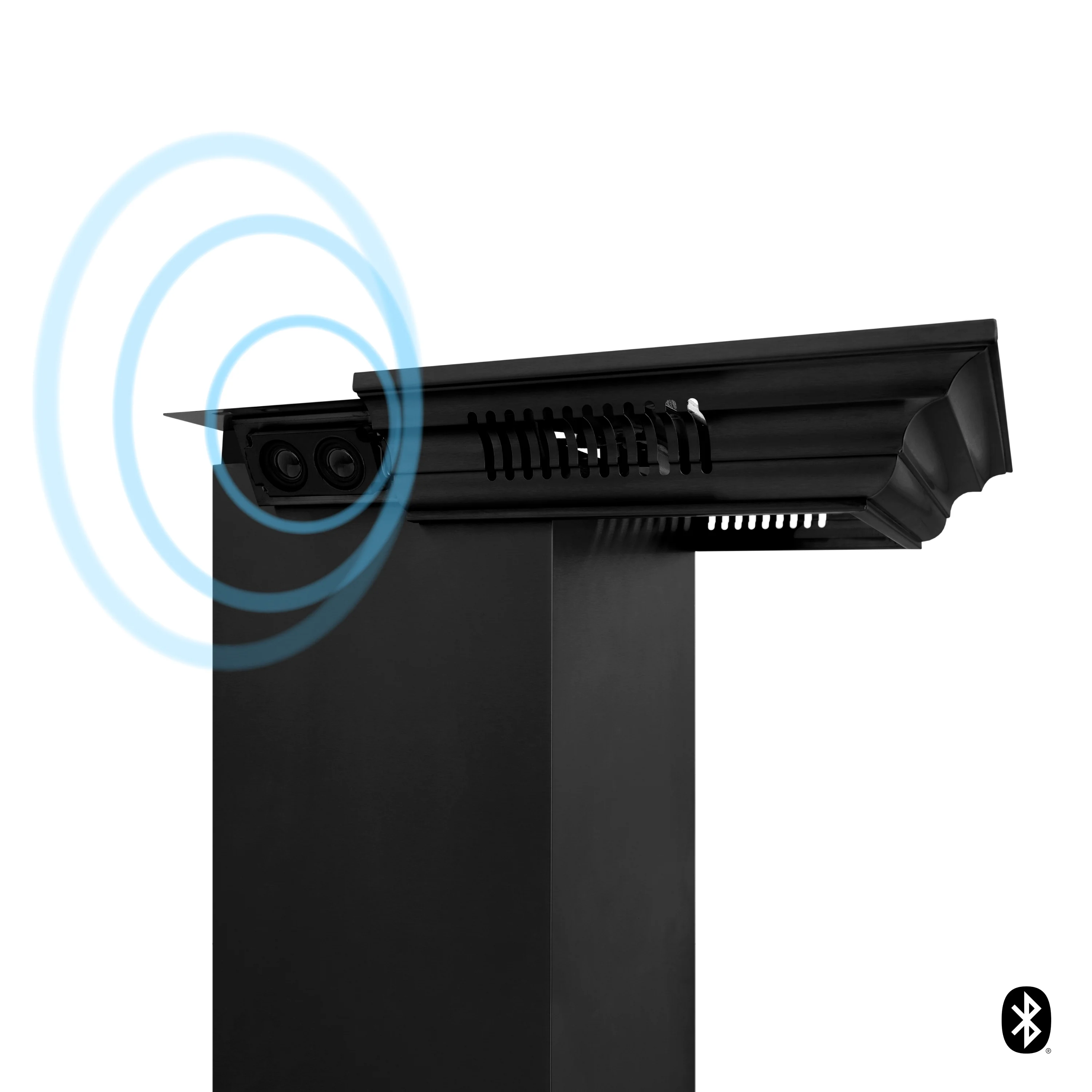 36" ZLINE CrownSound™Ducted Vent Wall Mount Range Hood in Black Stainless Steel with Built-in Bluetooth Speakers (BSKENCRN-BT-36) - Image 8