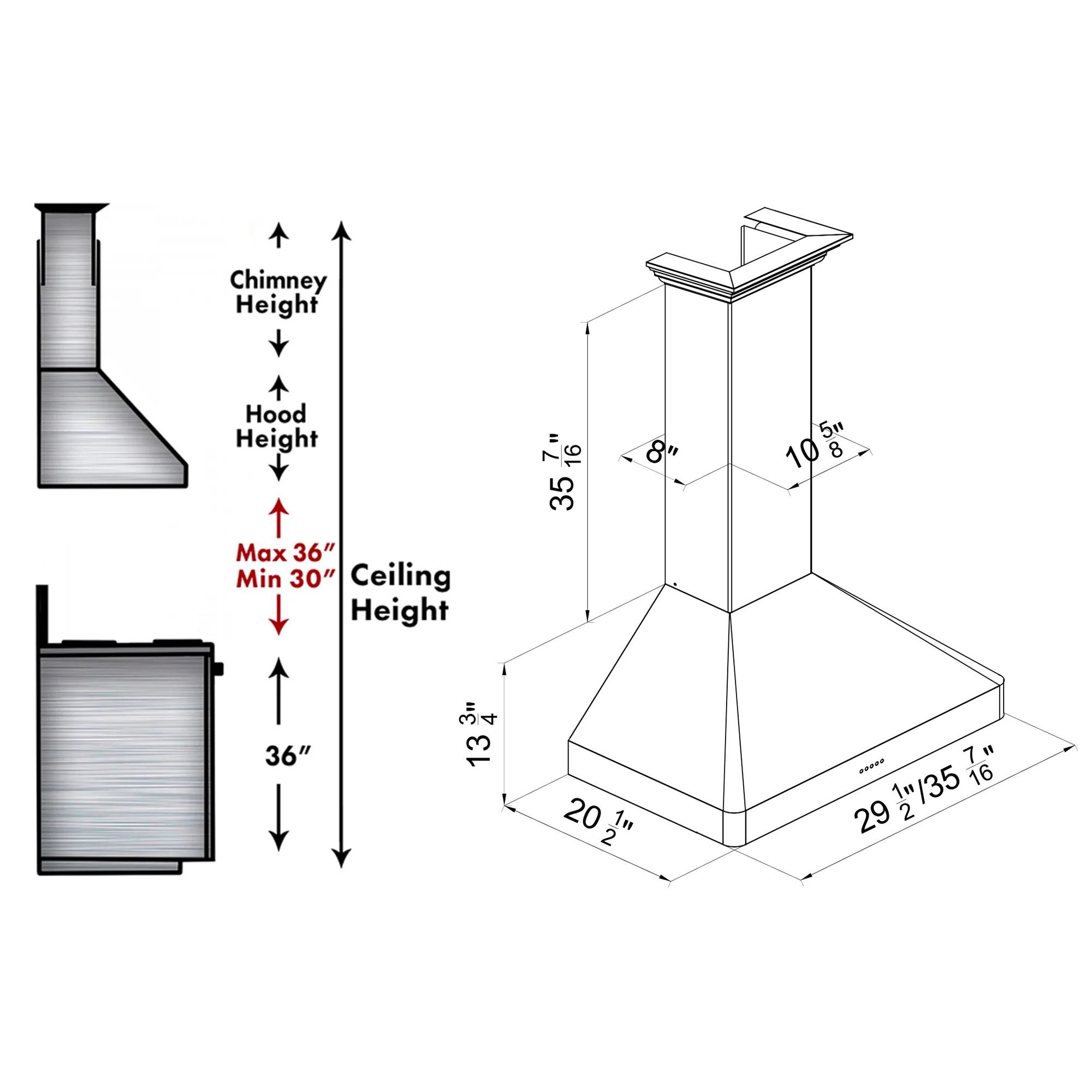 ZLINE 36" Ducted Wall Mount Range Hood in Fingerprint Resistant Stainless Steel (8KF2S-36) - Image 9