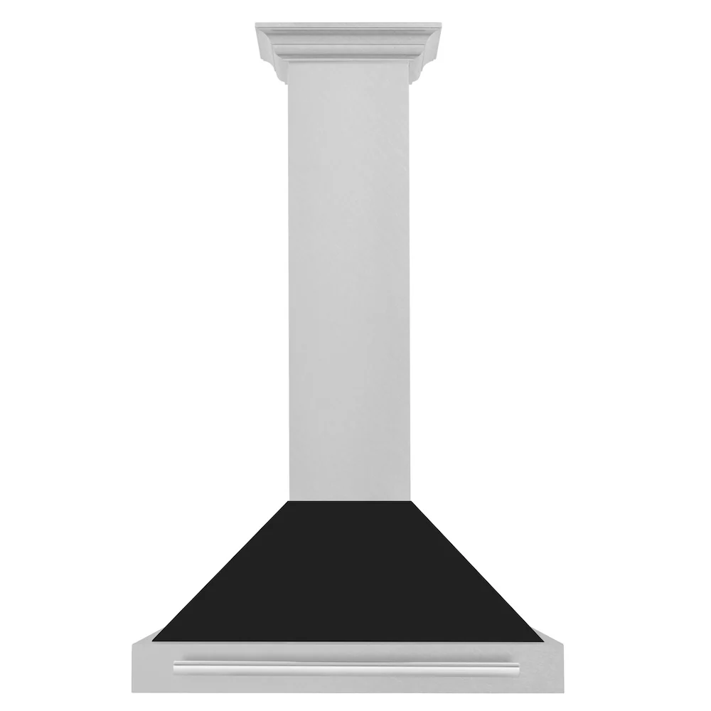 ZLINE 36 in. Convertible Fingerprint Resistant Satin Stainless Steel Range Hood with Black Matte Shell and Stainless Steel Handle (KB4SNX-BLM-36) - Image 3
