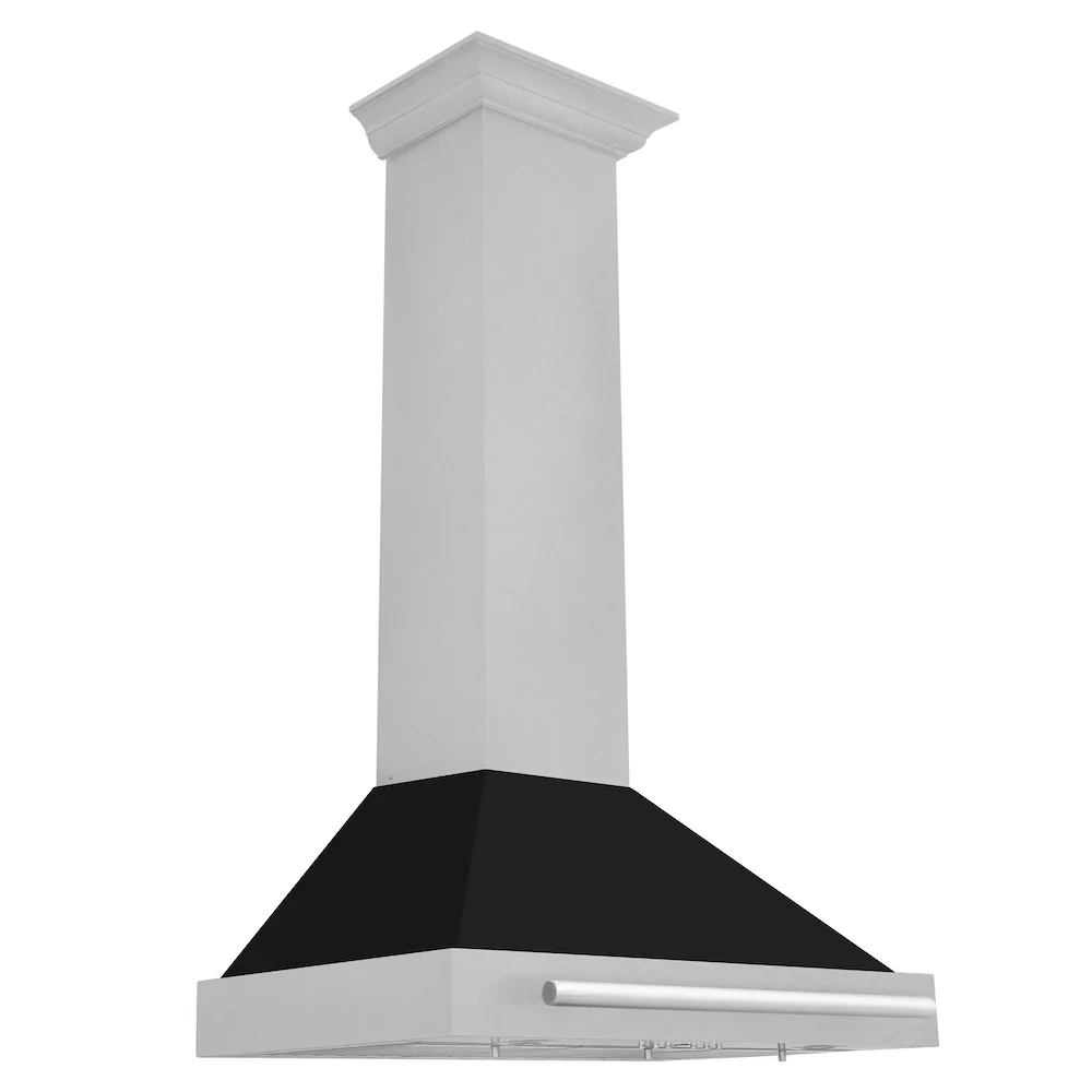 ZLINE 36 in. Convertible Fingerprint Resistant Satin Stainless Steel Range Hood with Black Matte Shell and Stainless Steel Handle (KB4SNX-BLM-36) - Image 4
