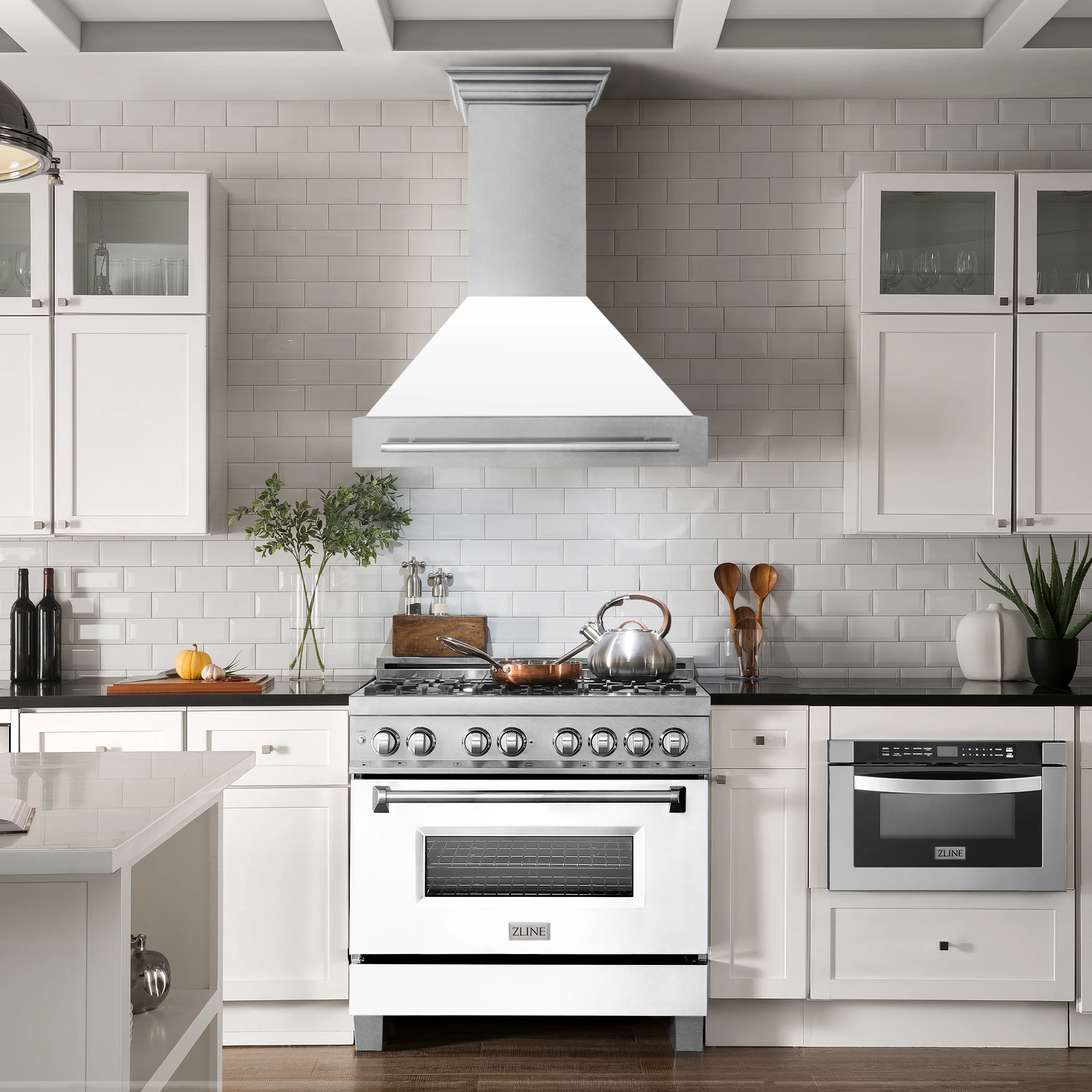 ZLINE 36" Fingerprint Resistant Stainless Steel Range Hood with White Matte Shell (8654SNX-WM36) - Image 2
