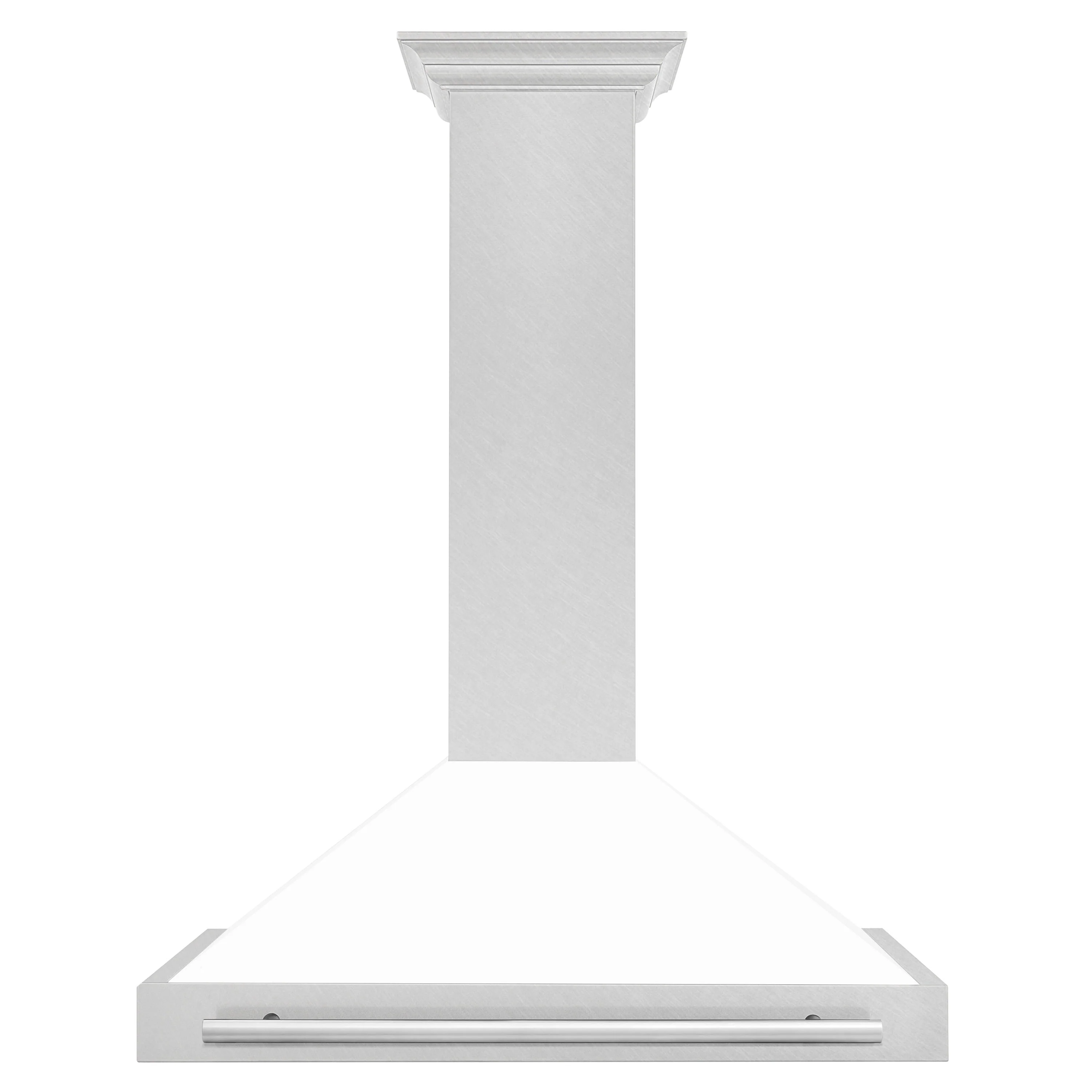 ZLINE 36 in. Convertible Satin Stainless Steel Wall Mount Range Hood with White Matte Shell and Stainless Steel Handle (KB4SNX-WM-36) - Image 2