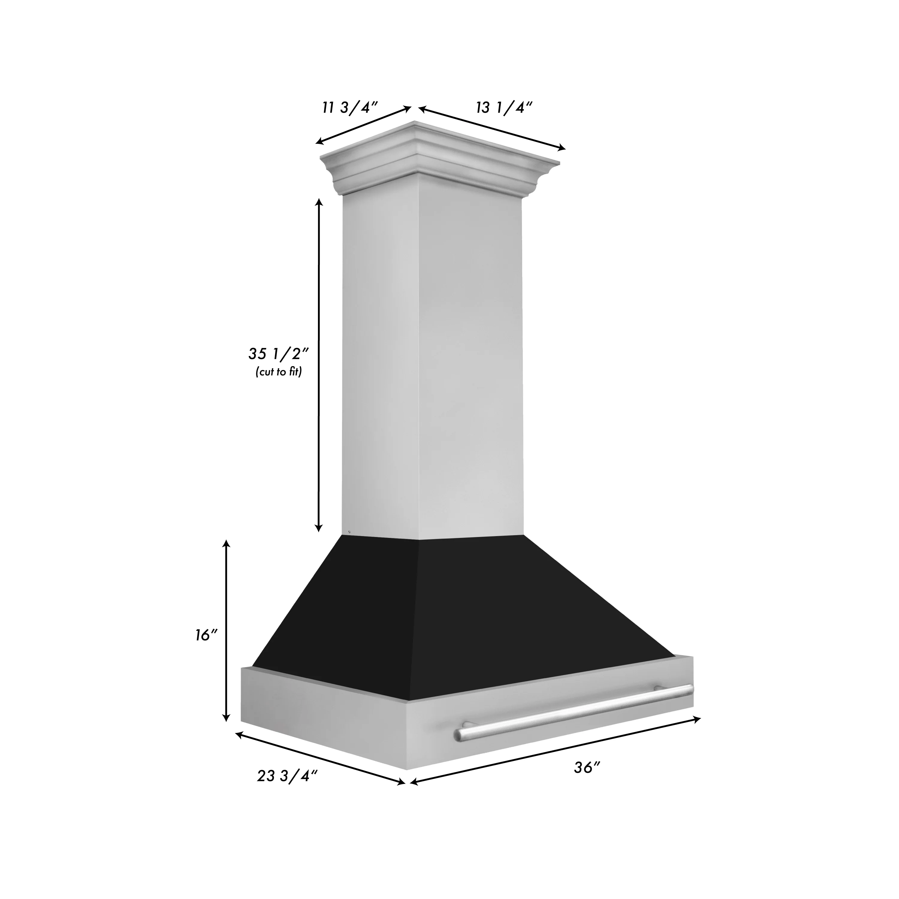 ZLINE 36" Stainless Steel Range Hood with Black Matte Shell and Stainless Steel Handle (8654STX-BLM-36) - Image 5