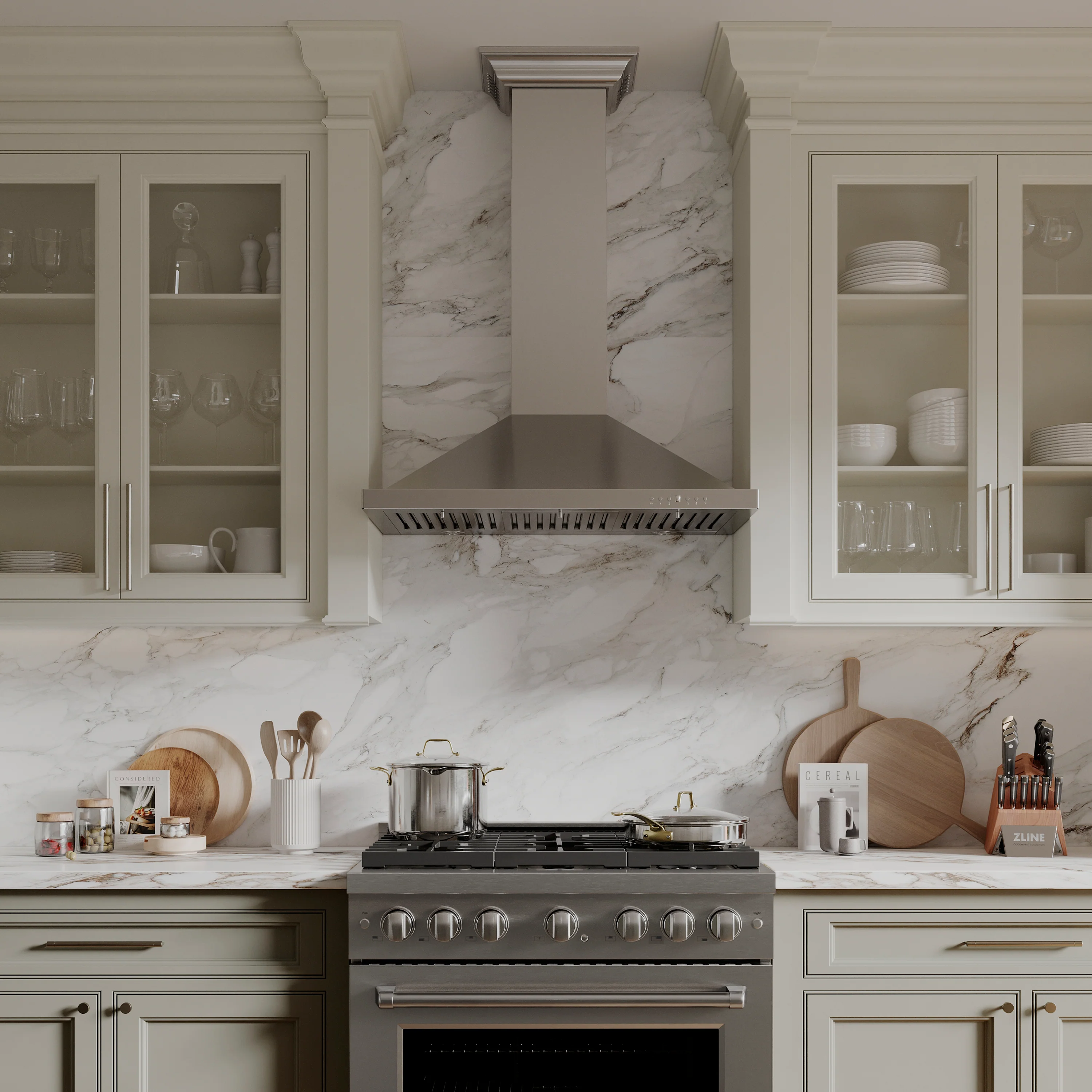 ZLINE 36" Convertible Vent Wall Mount Range Hood in Stainless Steel with Crown Molding (KBCRN-36) - Image 6