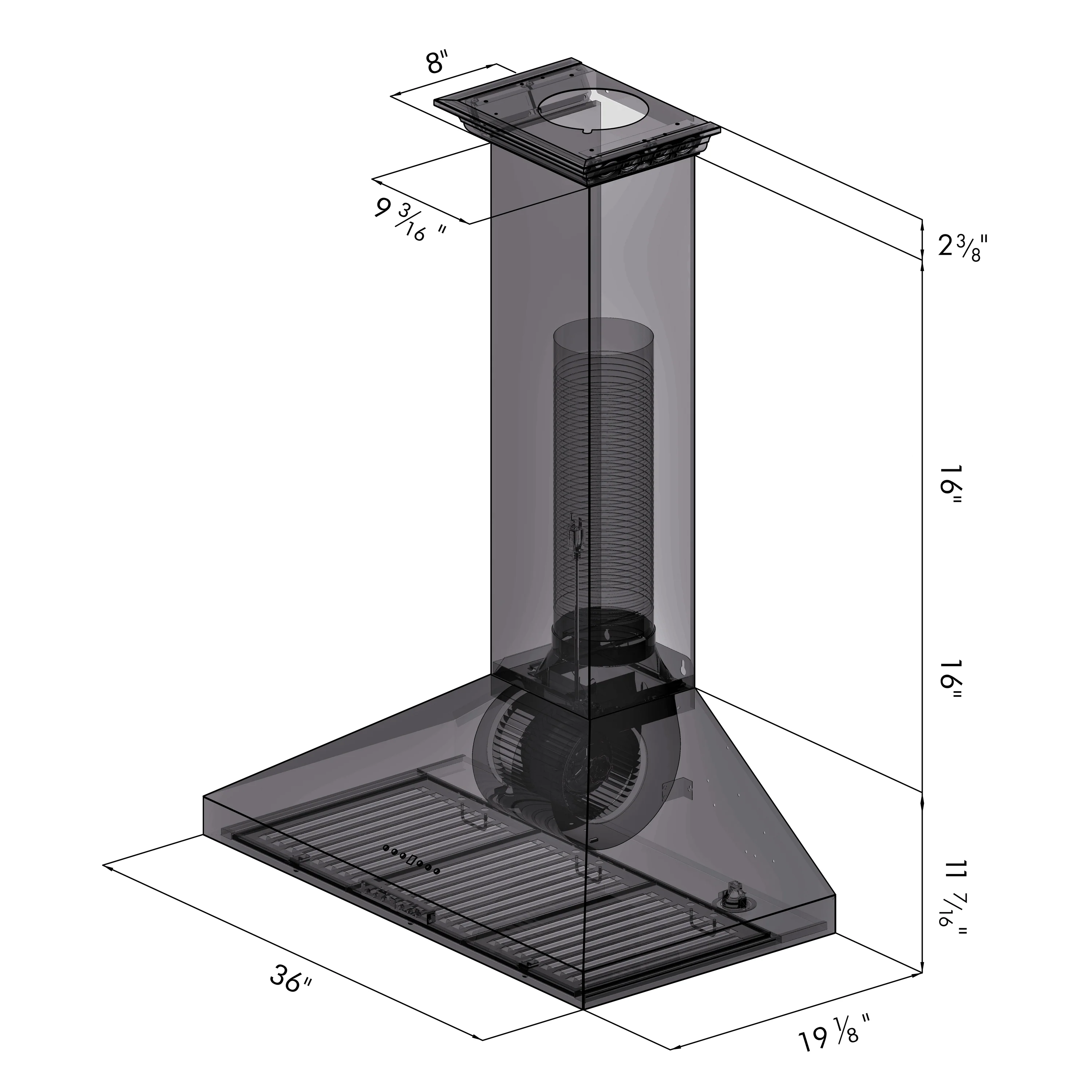 ZLINE 36" Convertible Vent Convertible Vent Wall Mount Range Hood in Stainless Steel with Crown Molding (KL3CRN-36) - Image 11