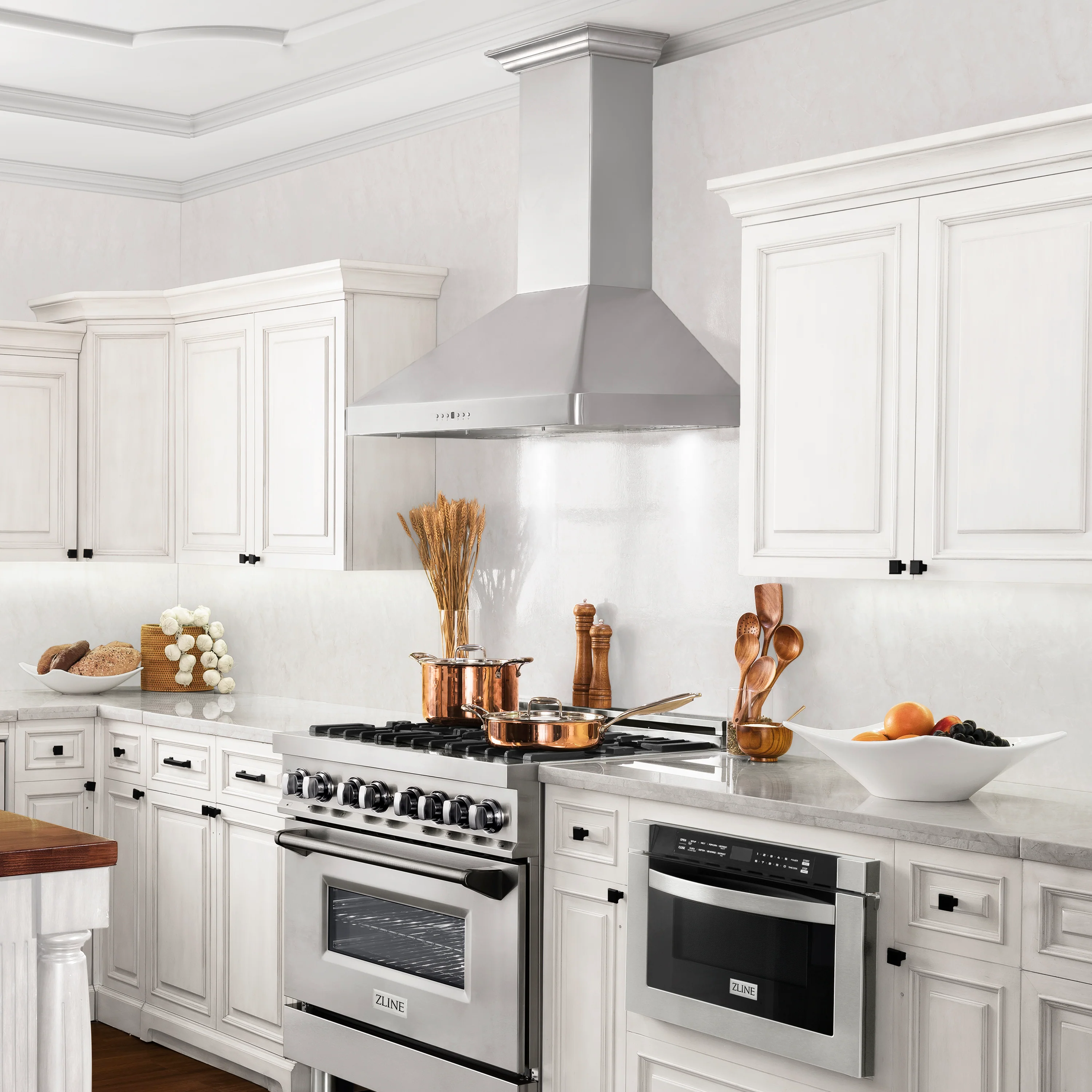 36" ZLINE CrownSound™Ducted Vent Wall Mount Range Hood in Stainless Steel with Built-in Bluetooth Speakers (KF2CRN-BT-36) - Image 2