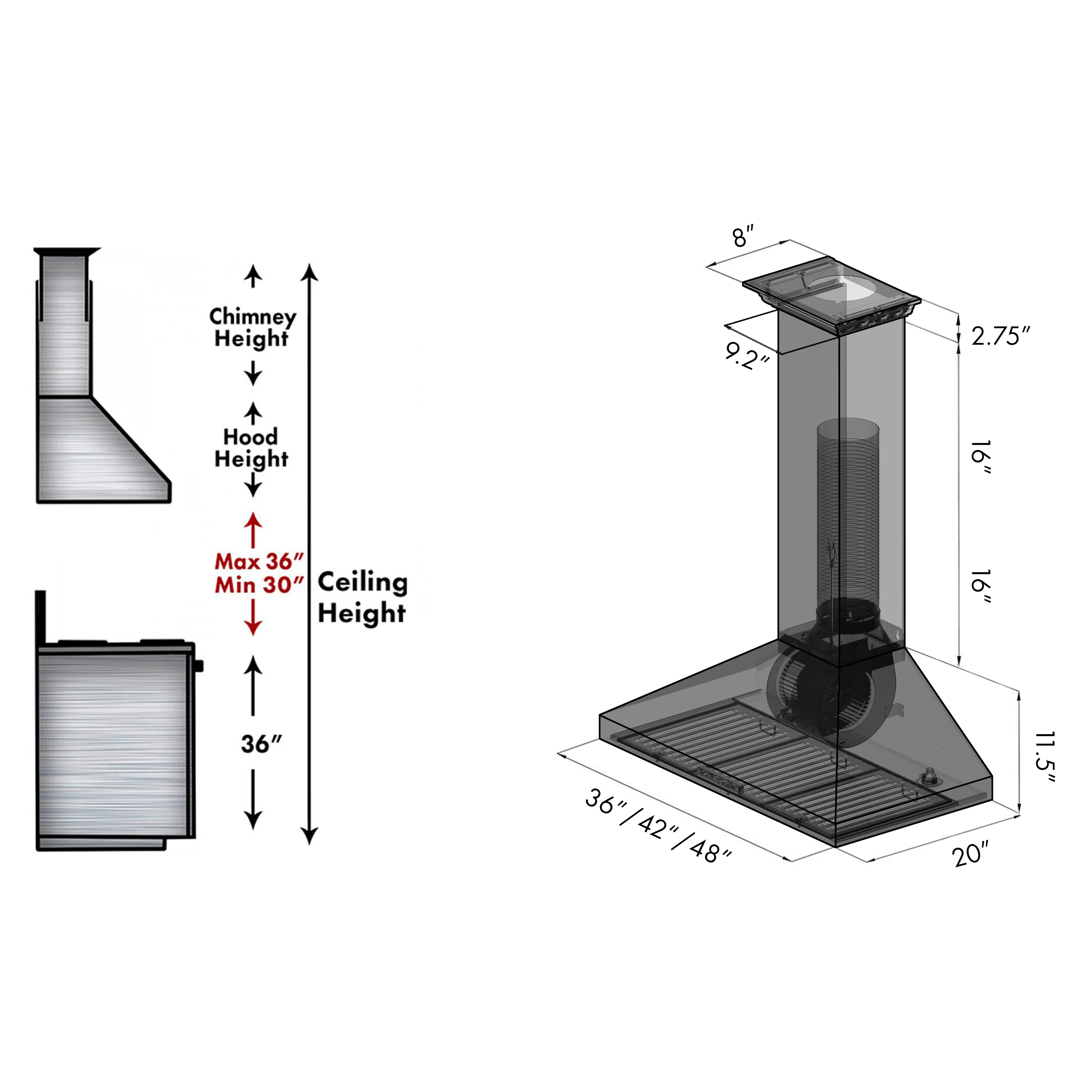 36" ZLINE CrownSound™Ducted Vent Wall Mount Range Hood in Stainless Steel with Built-in Bluetooth Speakers (KL3CRN-BT-36) - Image 13