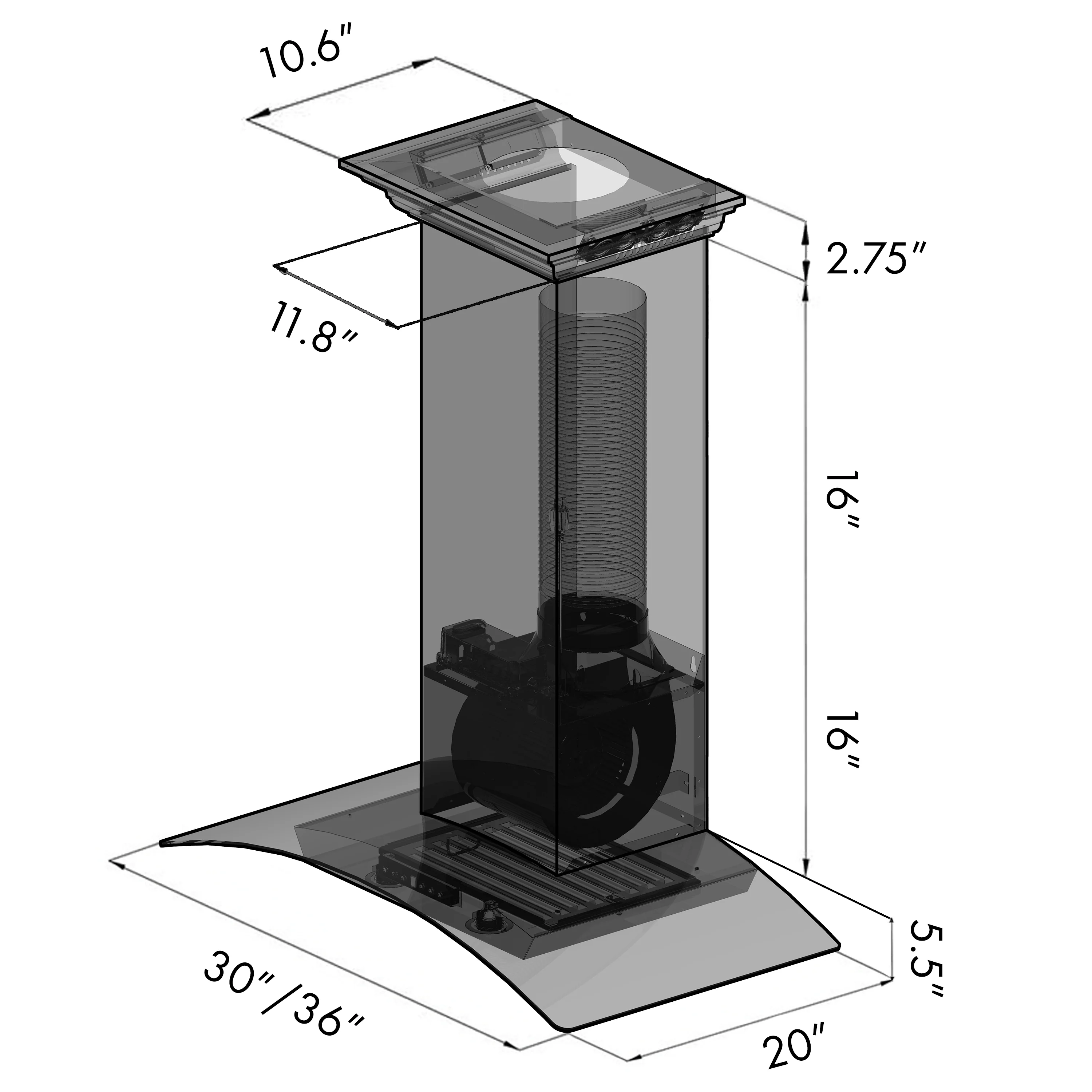 36" ZLINE CrownSound™Ducted Vent Wall Mount Range Hood in Stainless Steel with Built-in Bluetooth Speakers (KZCRN-BT-36) - Image 15