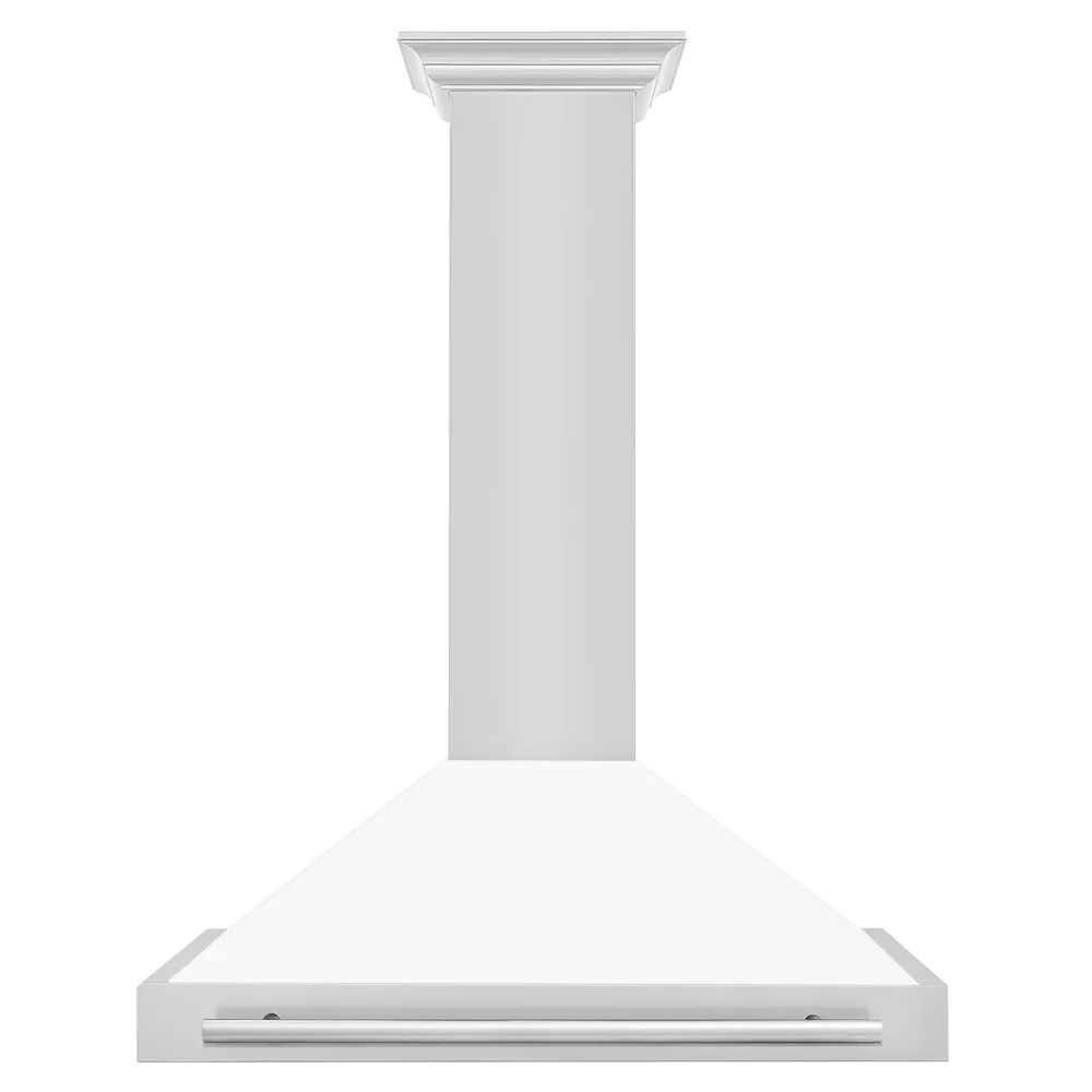 ZLINE 36 in. Convertible Stainless Steel Range Hood with White Matte Shell and Stainless Steel Handle (KB4STX-WM-36) - Image 3
