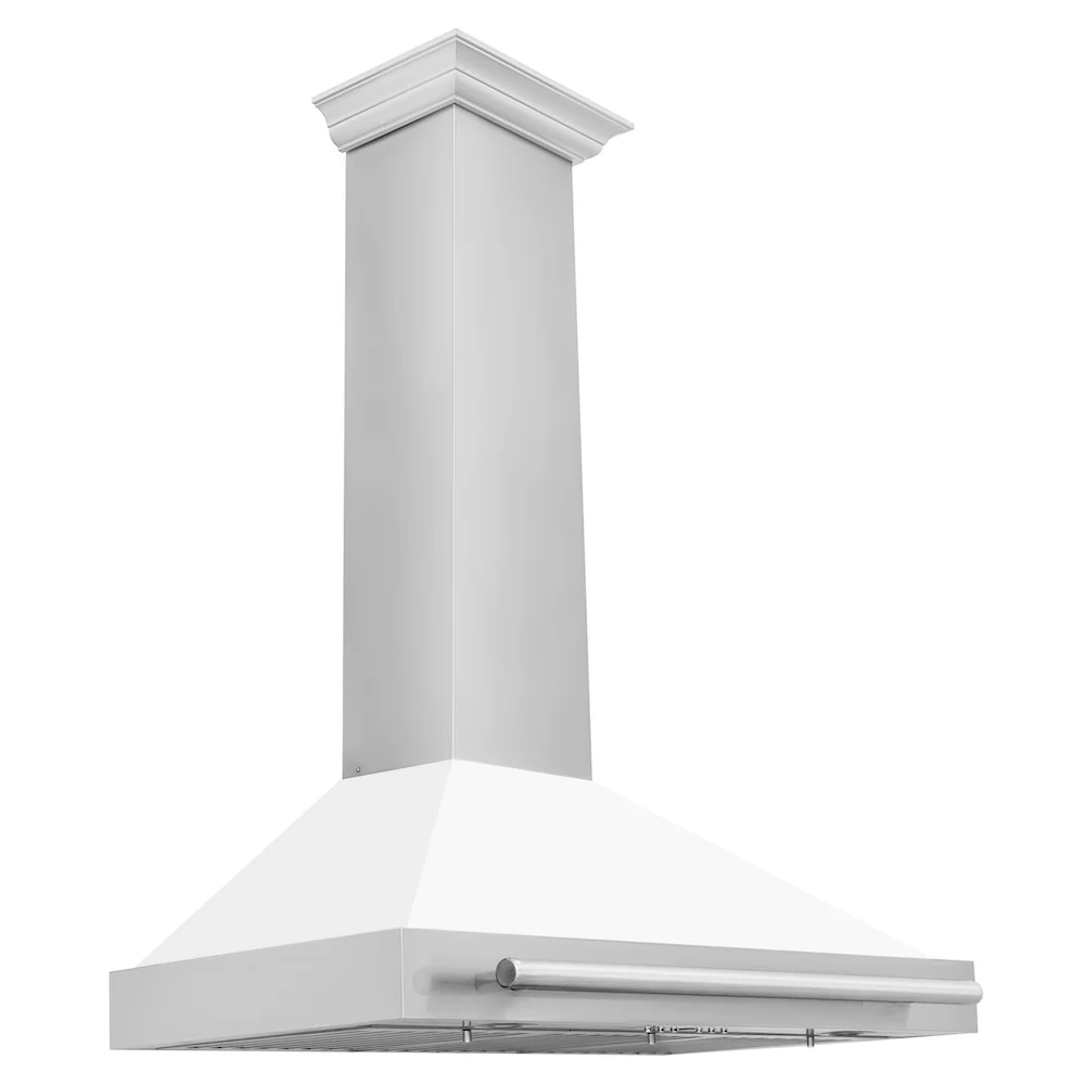 ZLINE 36 in. Convertible Stainless Steel Range Hood with White Matte Shell and Stainless Steel Handle (KB4STX-WM-36) - Image 4