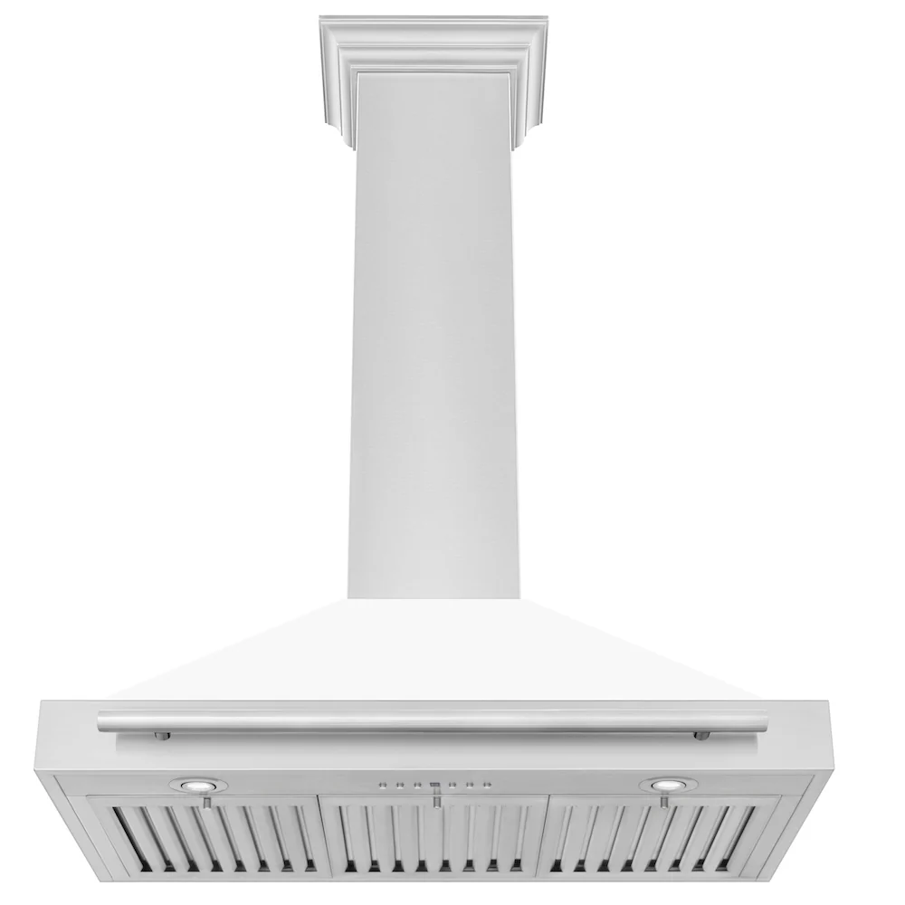 ZLINE 36 in. Convertible Stainless Steel Range Hood with White Matte Shell and Stainless Steel Handle (KB4STX-WM-36) - Image 5