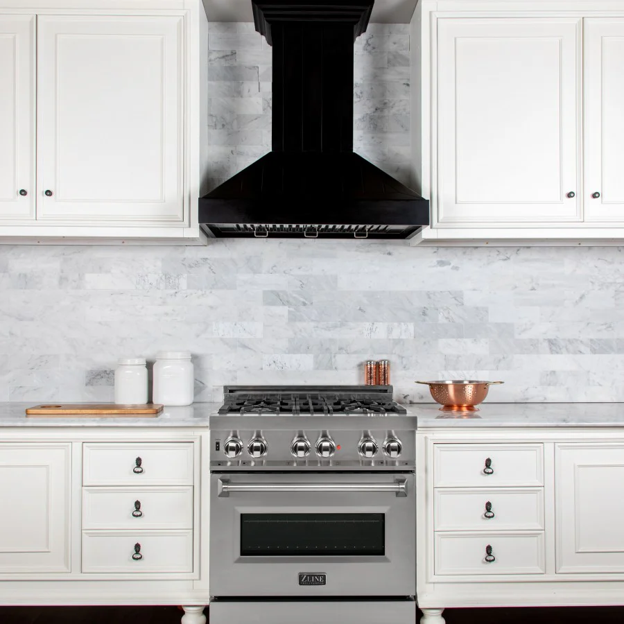 ZLINE 36" Wooden Convertible Vent Wall Mount Range Hood in Black - Includes Motor (KPCC-36) - Image 11