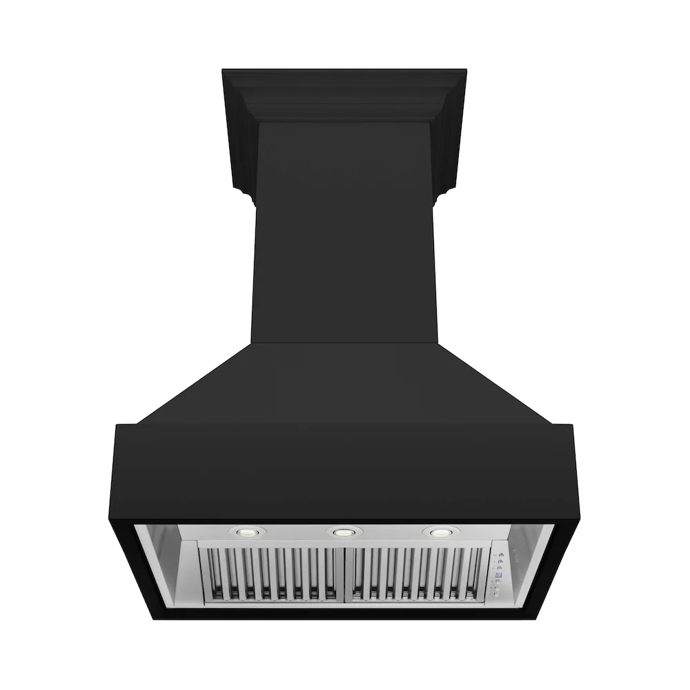 ZLINE 36 in. Wooden Wall Mount Range Hood in Rustic Black Finish (355CC-36) - Image 4