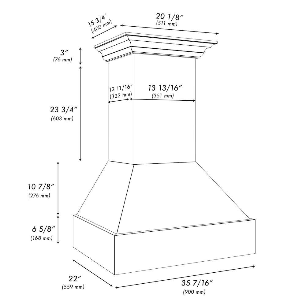 ZLINE 36 in. Wooden Wall Mount Range Hood in Rustic Black Finish (355CC-36) - Image 7