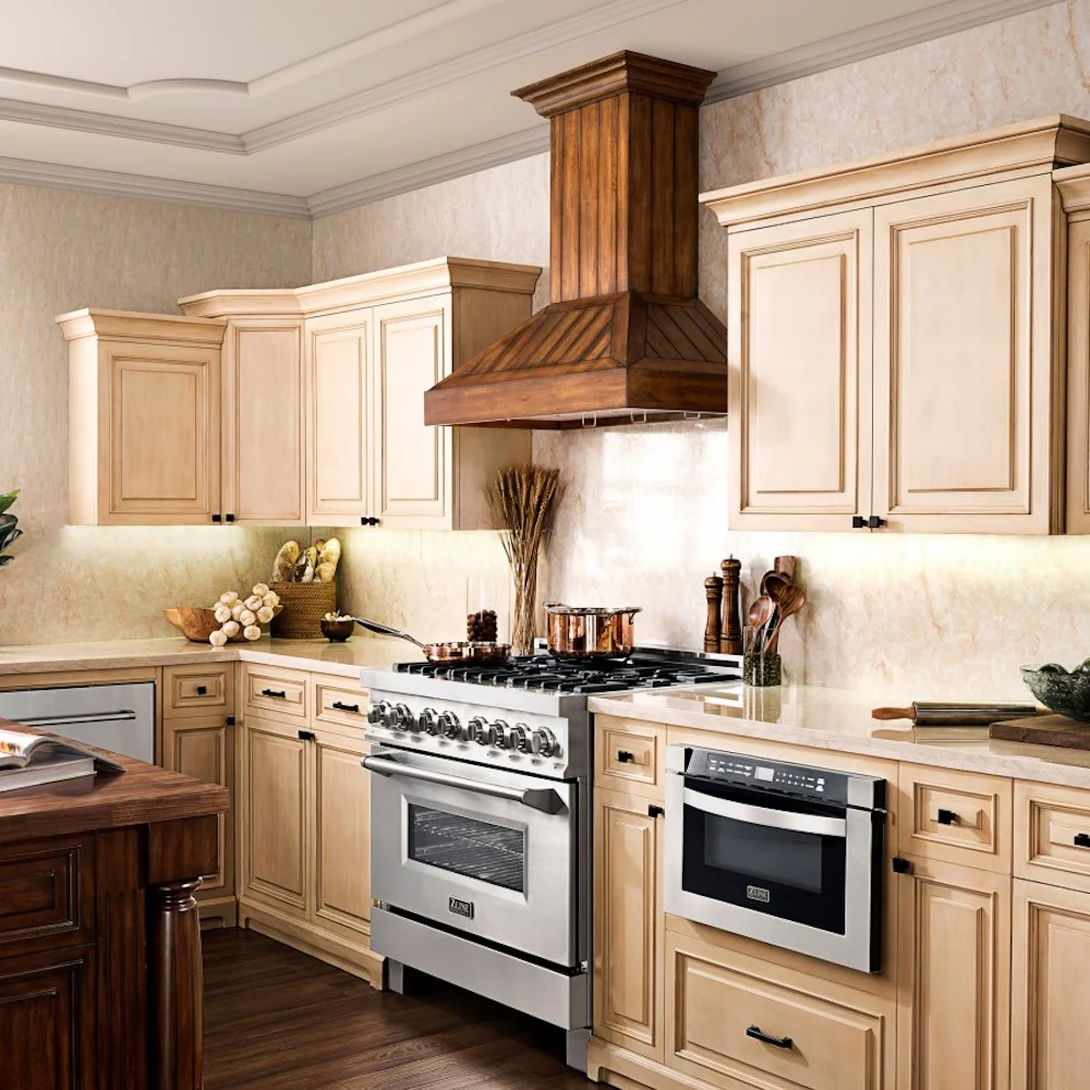 ZLINE 36" Wooden Convertible Vent Wall Mount Range Hood in Rustic Light Finish - Includes Motor (KPLL-36) - Image 16