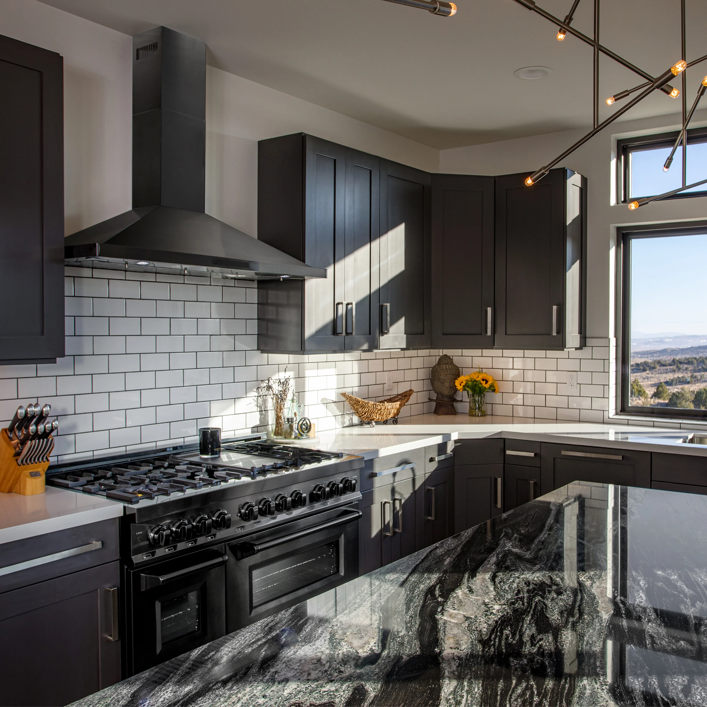 ZLINE 42" Convertible Wall Mount Range Hood in Black Stainless Steel with Set of 2 Charcoal Filters, LED lighting and Dishwasher-Safe Baffle Filters (BSKBN-CF-42) - Image 5