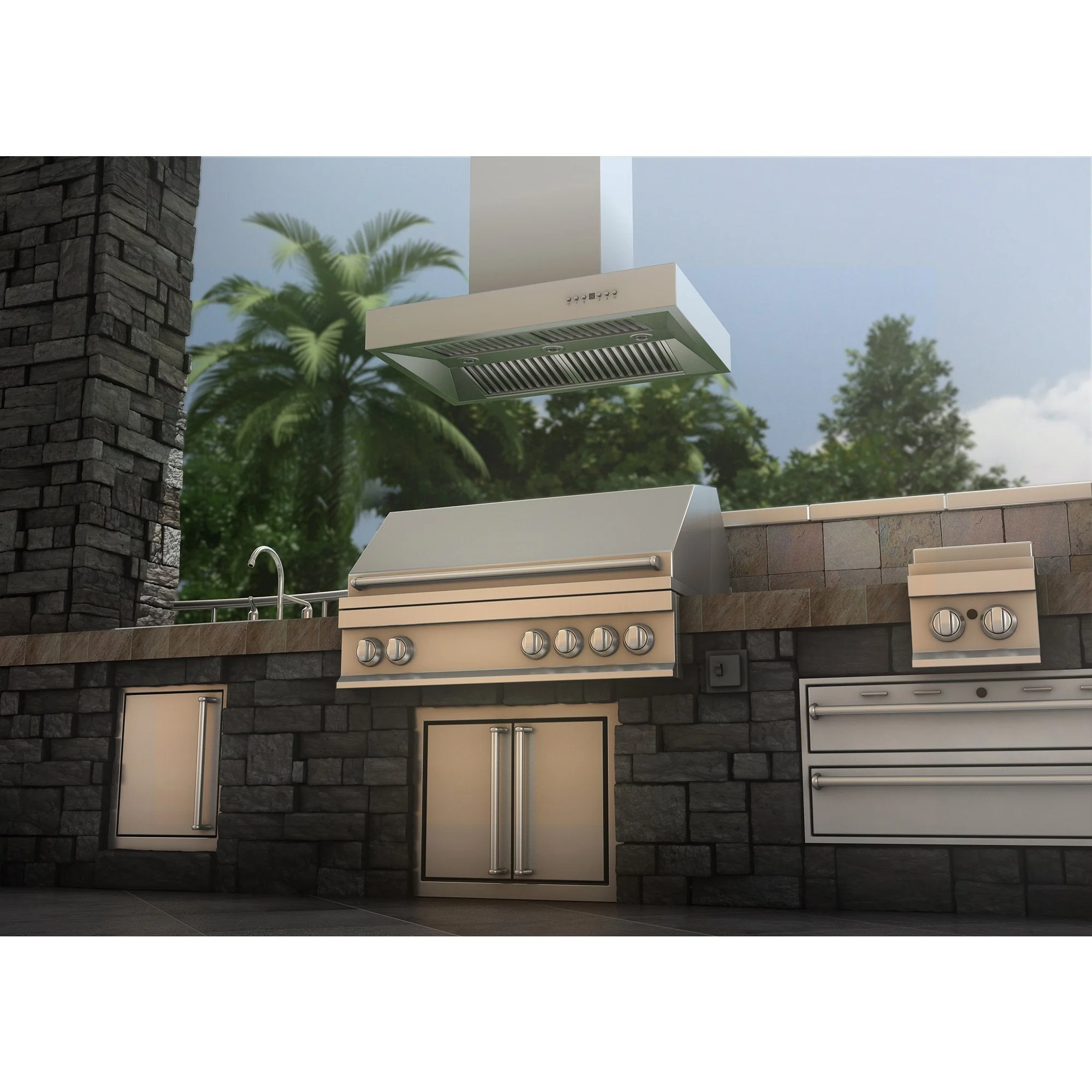 ZLINE 42" Ducted Outdoor Island Mount Range Hood in Stainless Steel (KECOMi-304-42) - Image 5