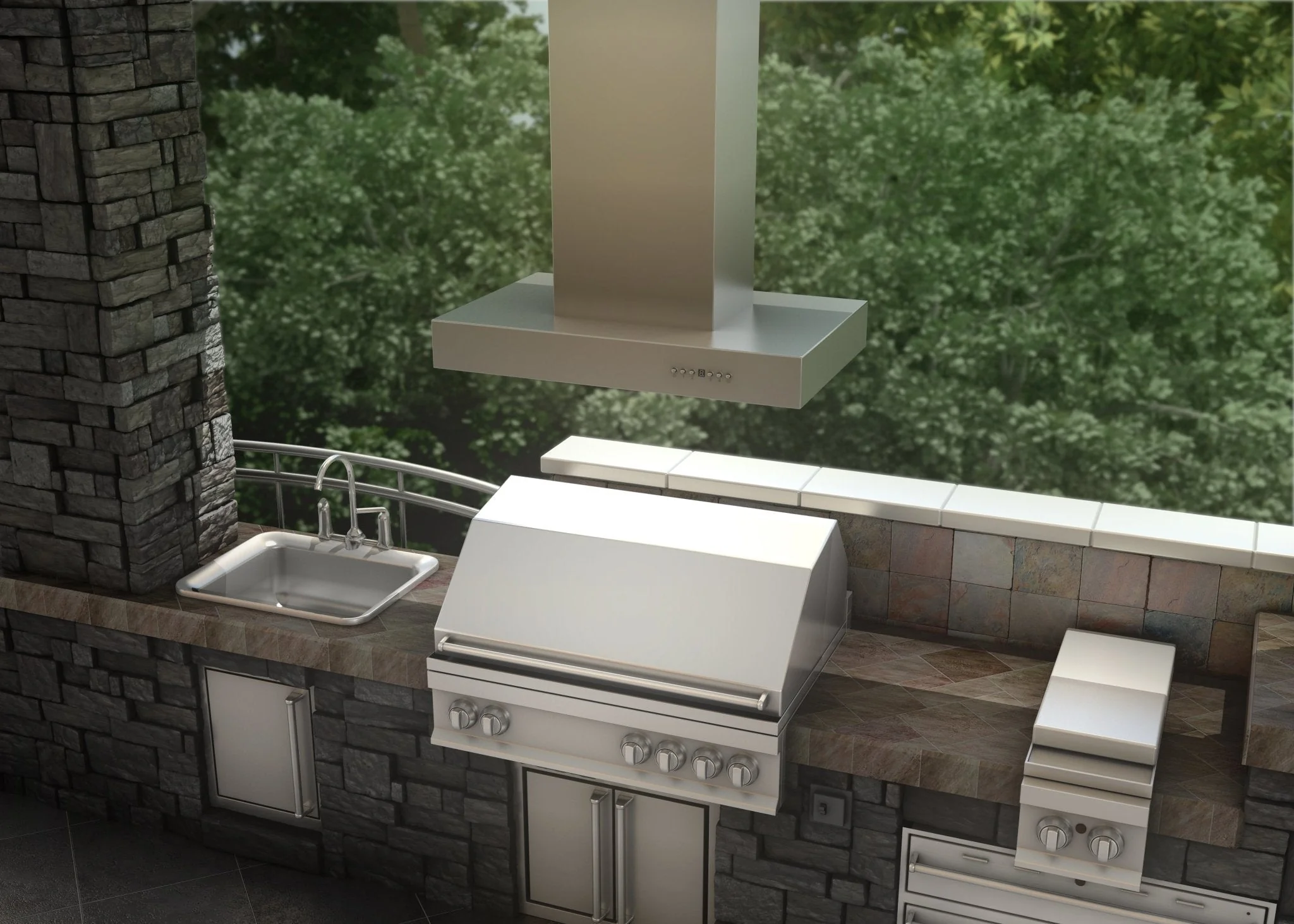 ZLINE 42" Ducted Outdoor Island Mount Range Hood in Stainless Steel (KECOMi-304-42) - Image 7