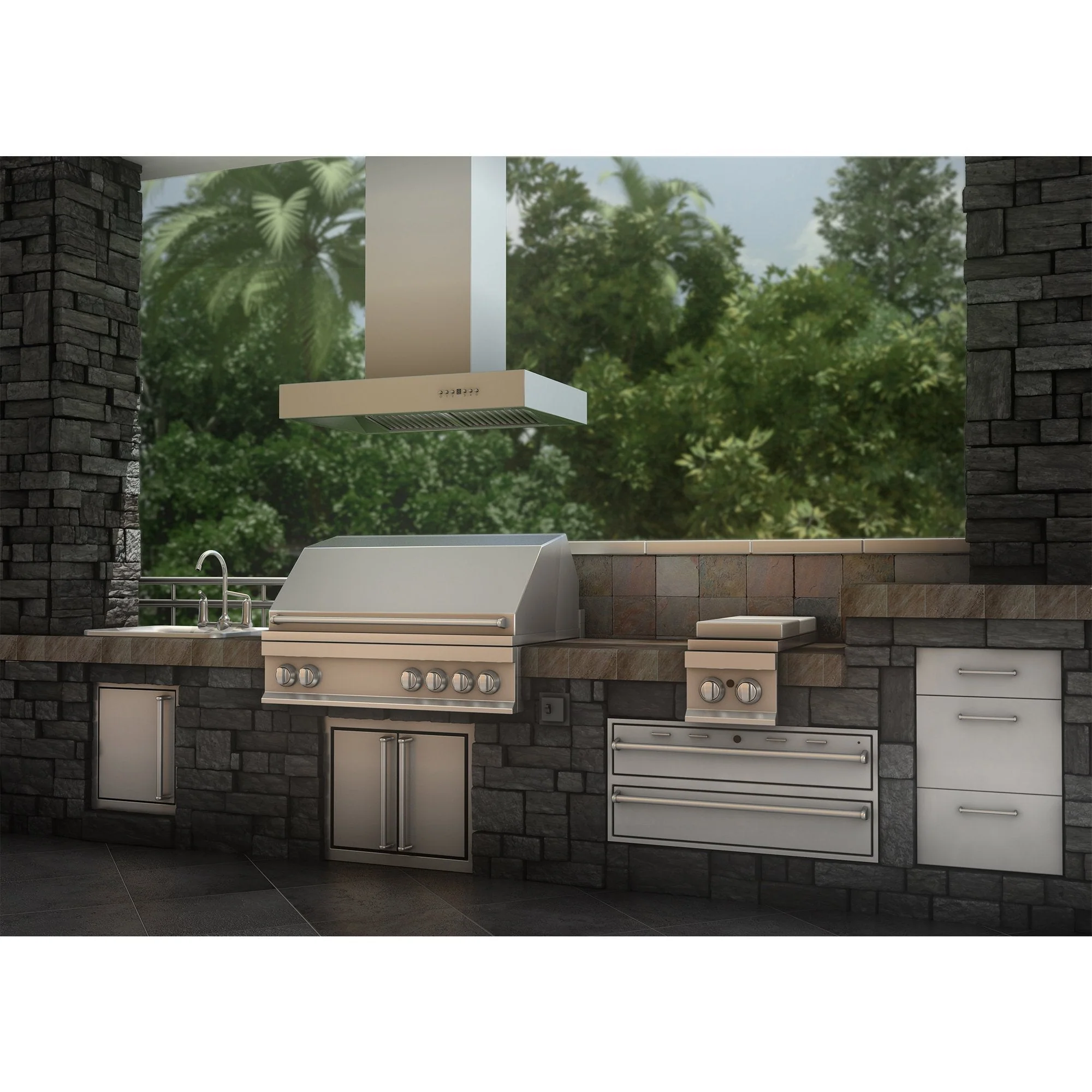 ZLINE 42" Ducted Outdoor Island Mount Range Hood in Stainless Steel (KECOMi-304-42) - Image 8