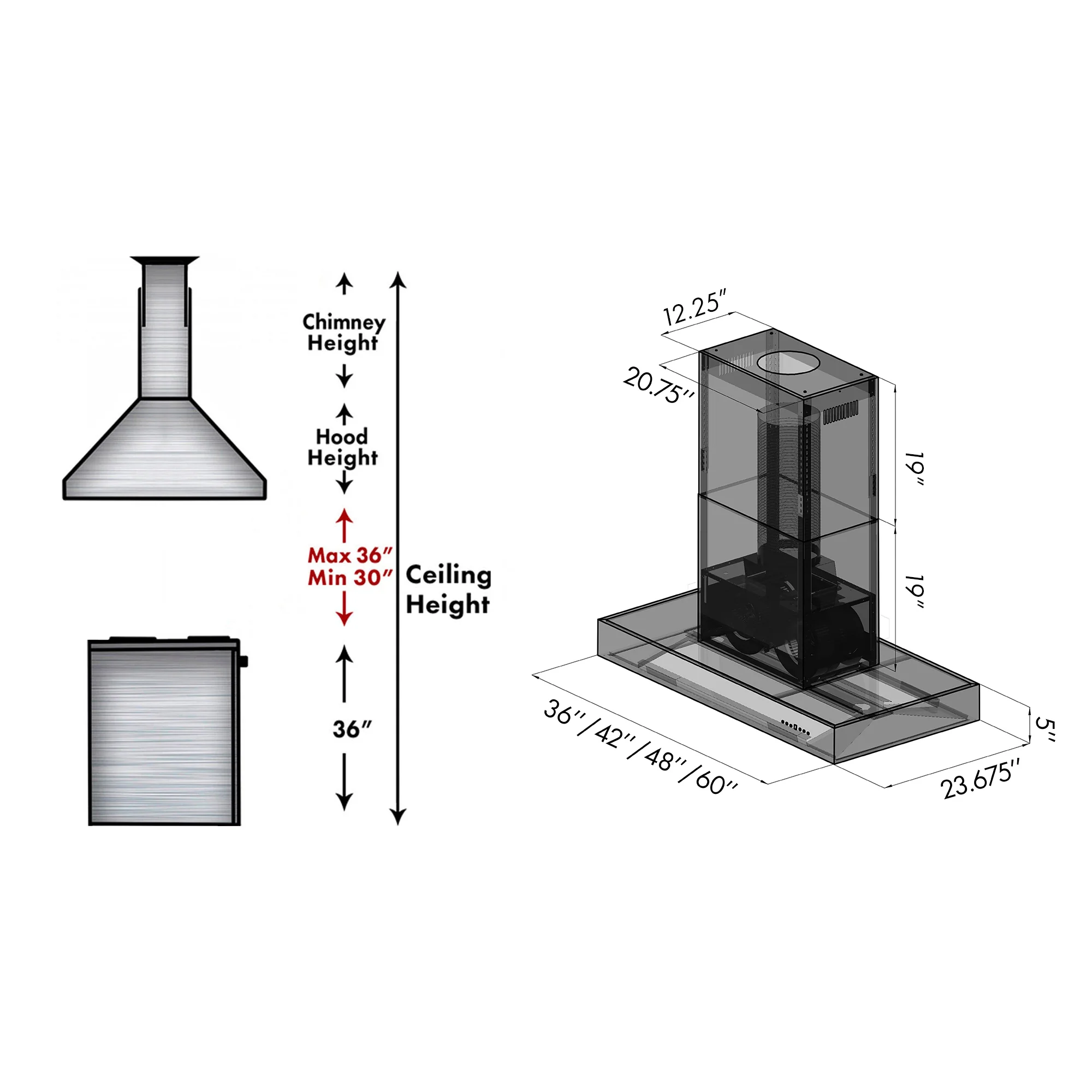 ZLINE 42" Ducted Professional Island Mount Range Hood in Stainless Steel (KECOMi-42) - Image 8