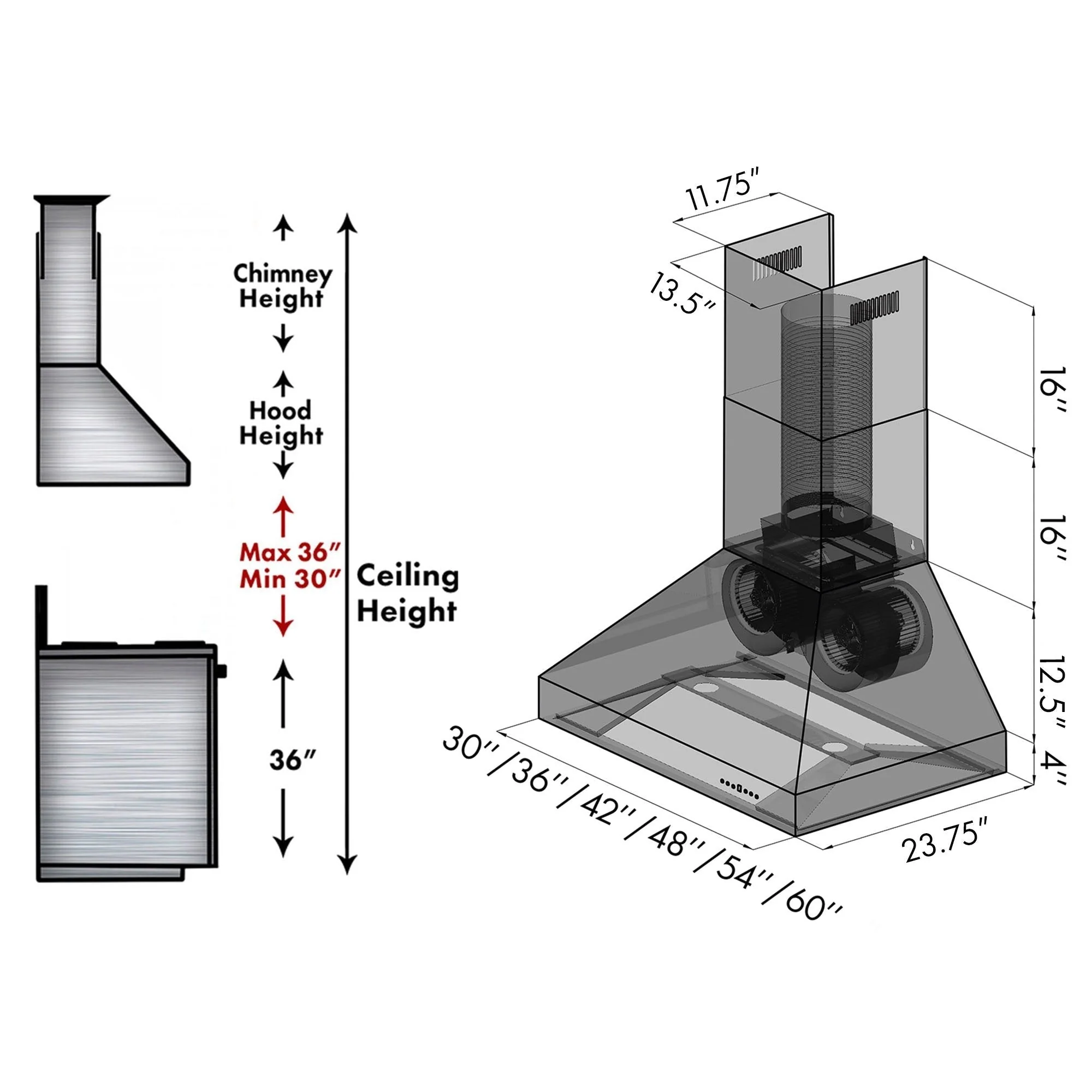 ZLINE 42 in. Professional Ducted Vent Wall Mount Range Hood in Stainless Steel (667-42) - Image 14