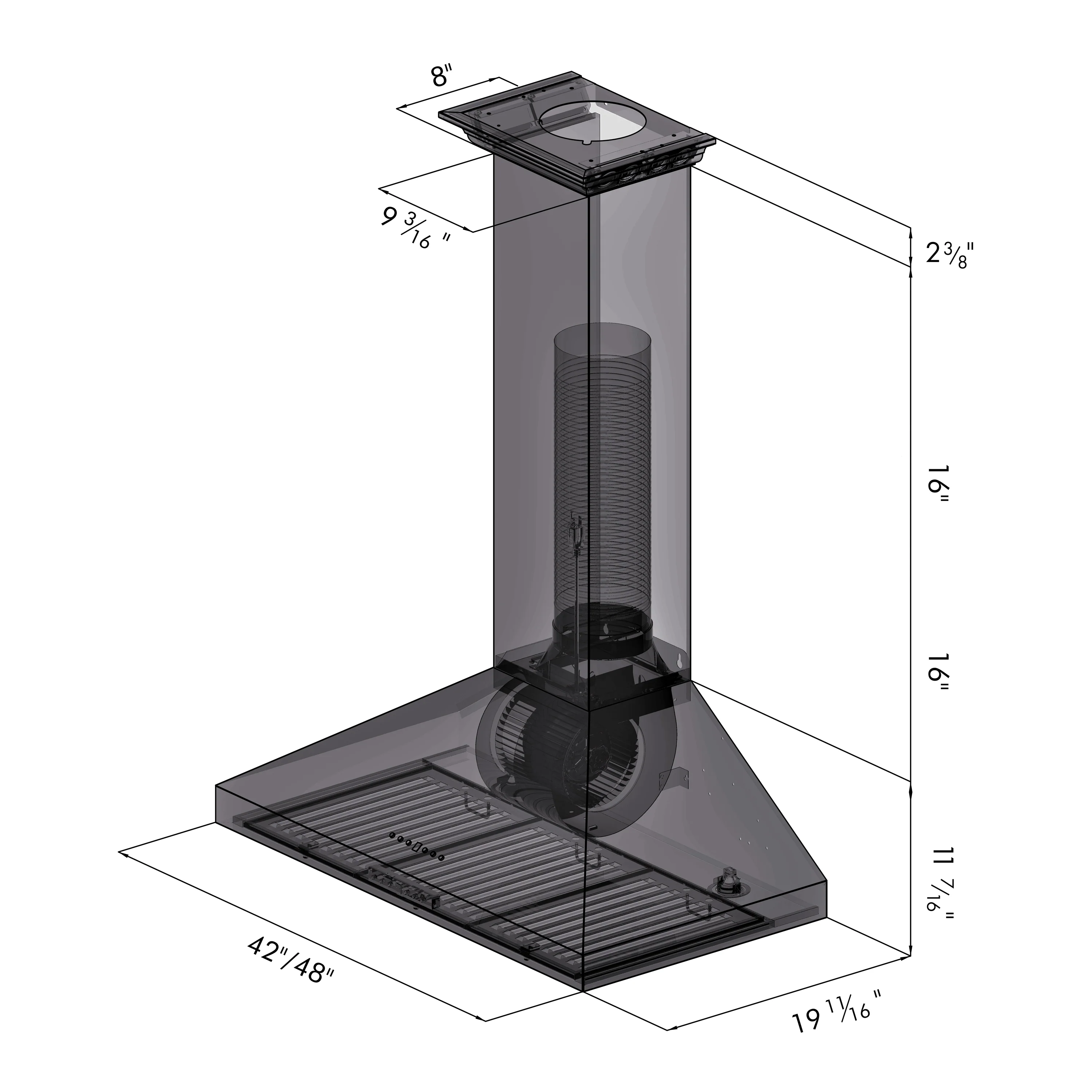 ZLINE 42" Convertible Vent Convertible Vent Wall Mount Range Hood in Stainless Steel with Crown Molding (KL3CRN-42) - Image 2