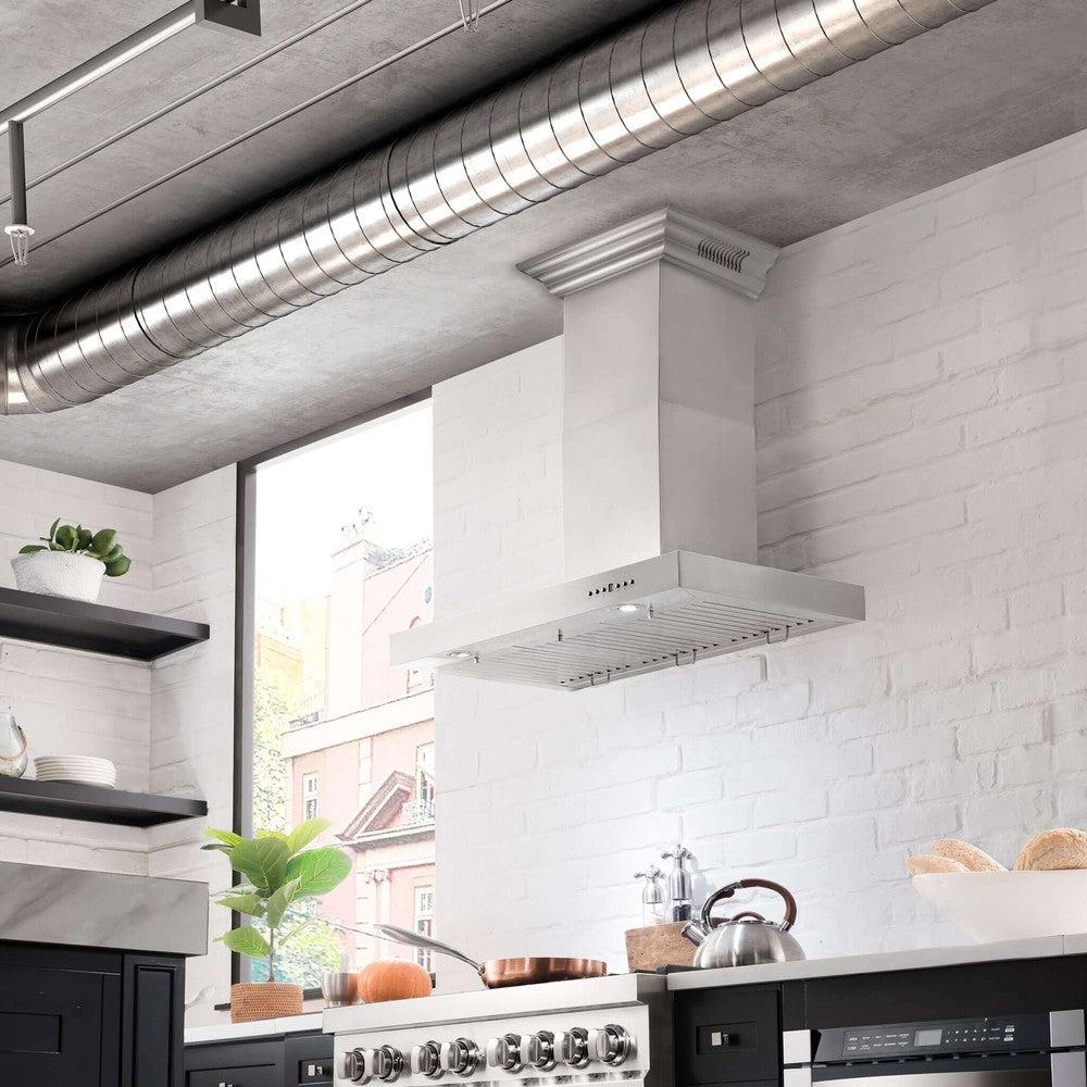 42" ZLINE CrownSound™Ducted Vent Wall Mount Range Hood in Stainless Steel with Built-in Bluetooth Speakers (KECRN-BT-42) - Image 10