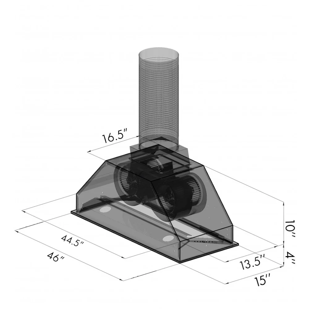 ZLINE 46 in. Ducted Wall Mount Range Hood Insert in Stainless Steel (695-46) - Image 12