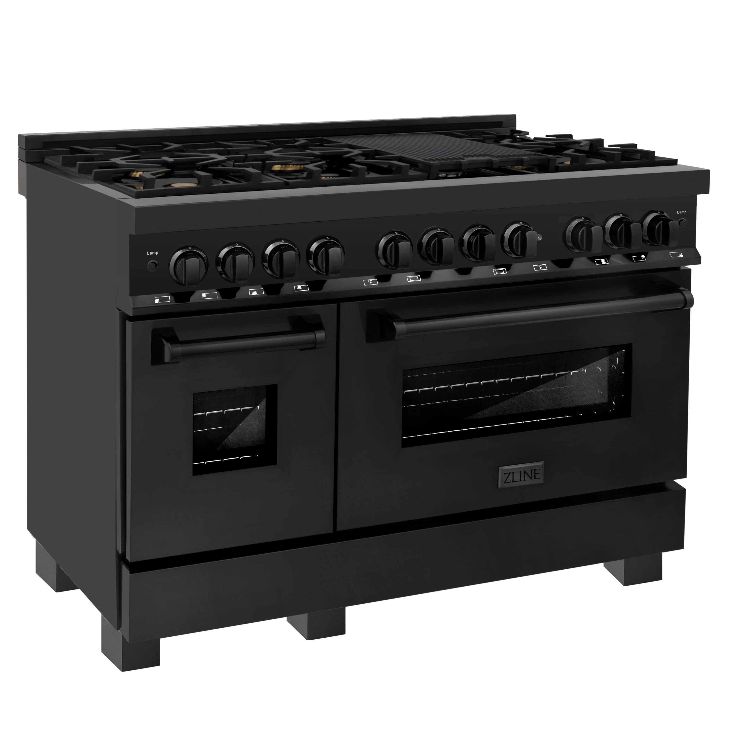 ZLINE 48 in. 6.0 cu. ft. Legacy Dual Fuel Range with 7 Burner Gas Cooktop and 2 Electric Ovens in Black Stainless Steel (RAB-48) - Image 3