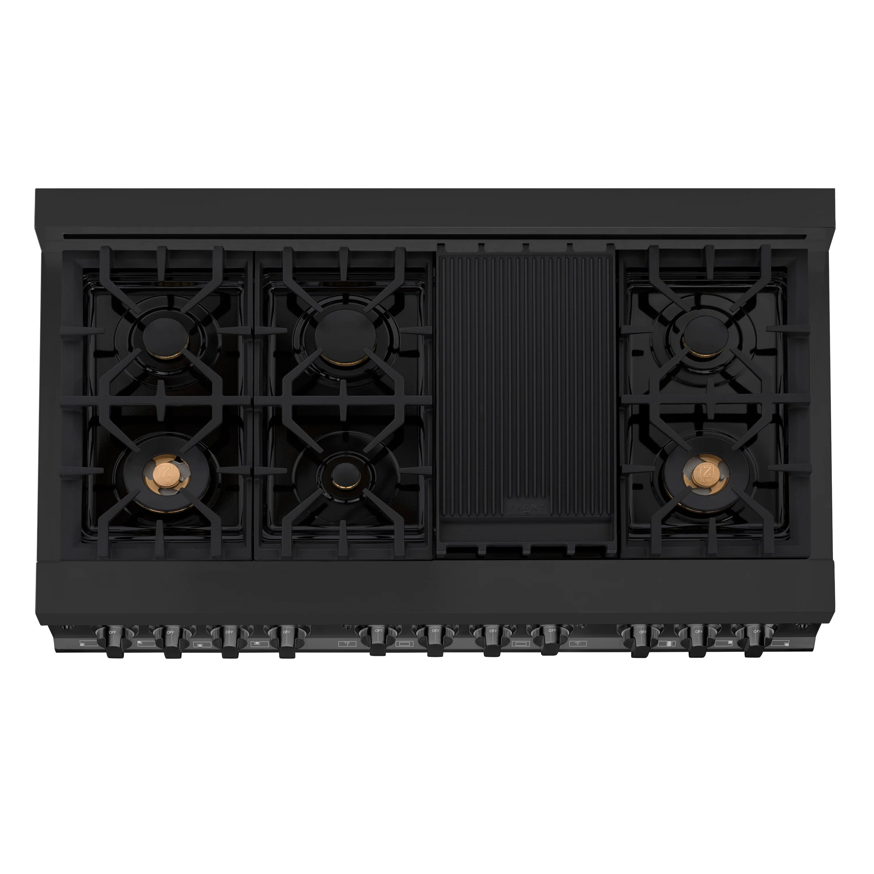 ZLINE 48 in. 6.0 cu. ft. Legacy Dual Fuel Range with 7 Burner Gas Cooktop and 2 Electric Ovens in Black Stainless Steel (RAB-48) - Image 5