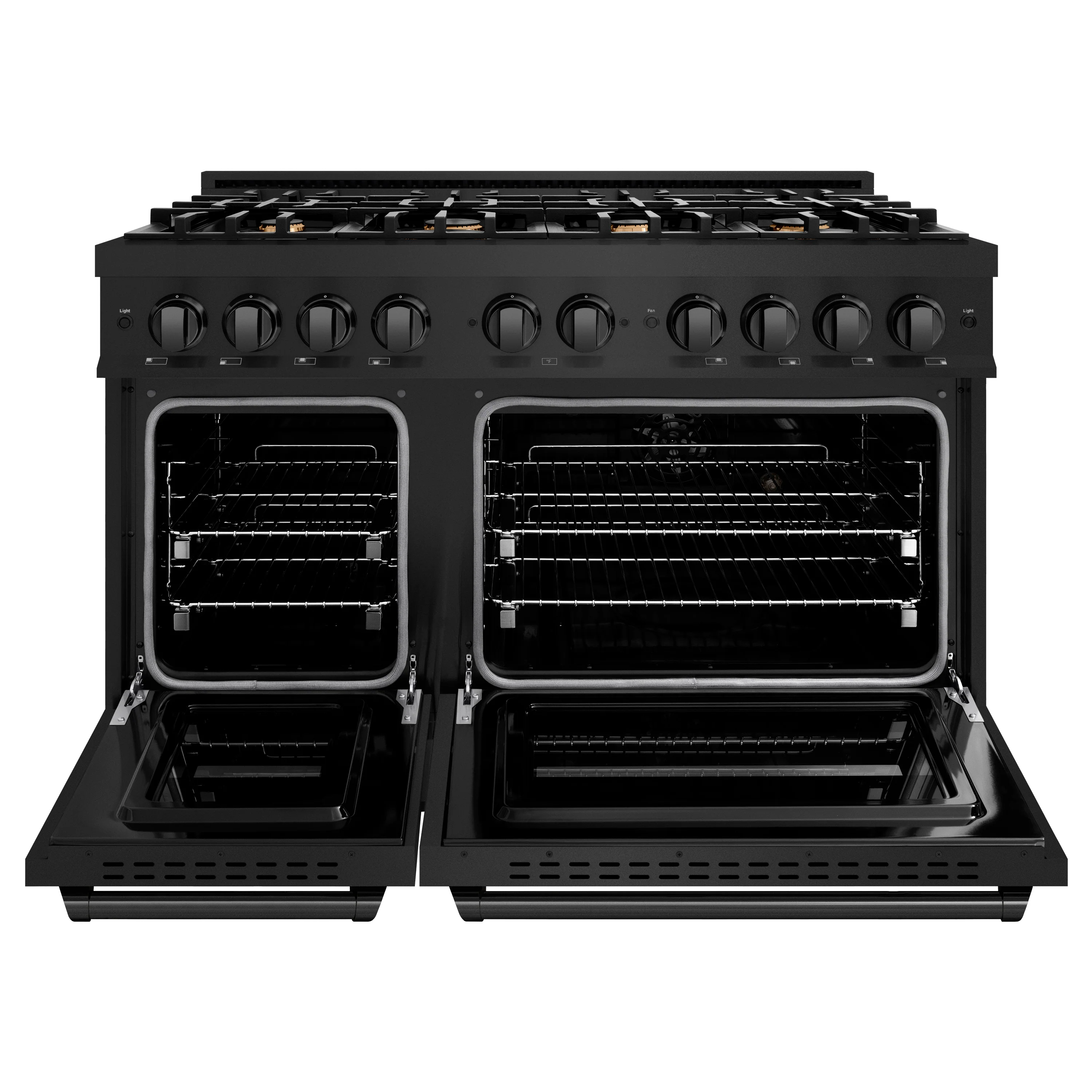 ZLINE 48 in. 6.7 cu. ft. Classic Double Oven Dual Fuel Range in Black Stainless Steel with 8 Brass Burners (CDRB-BR-48) - Image 3