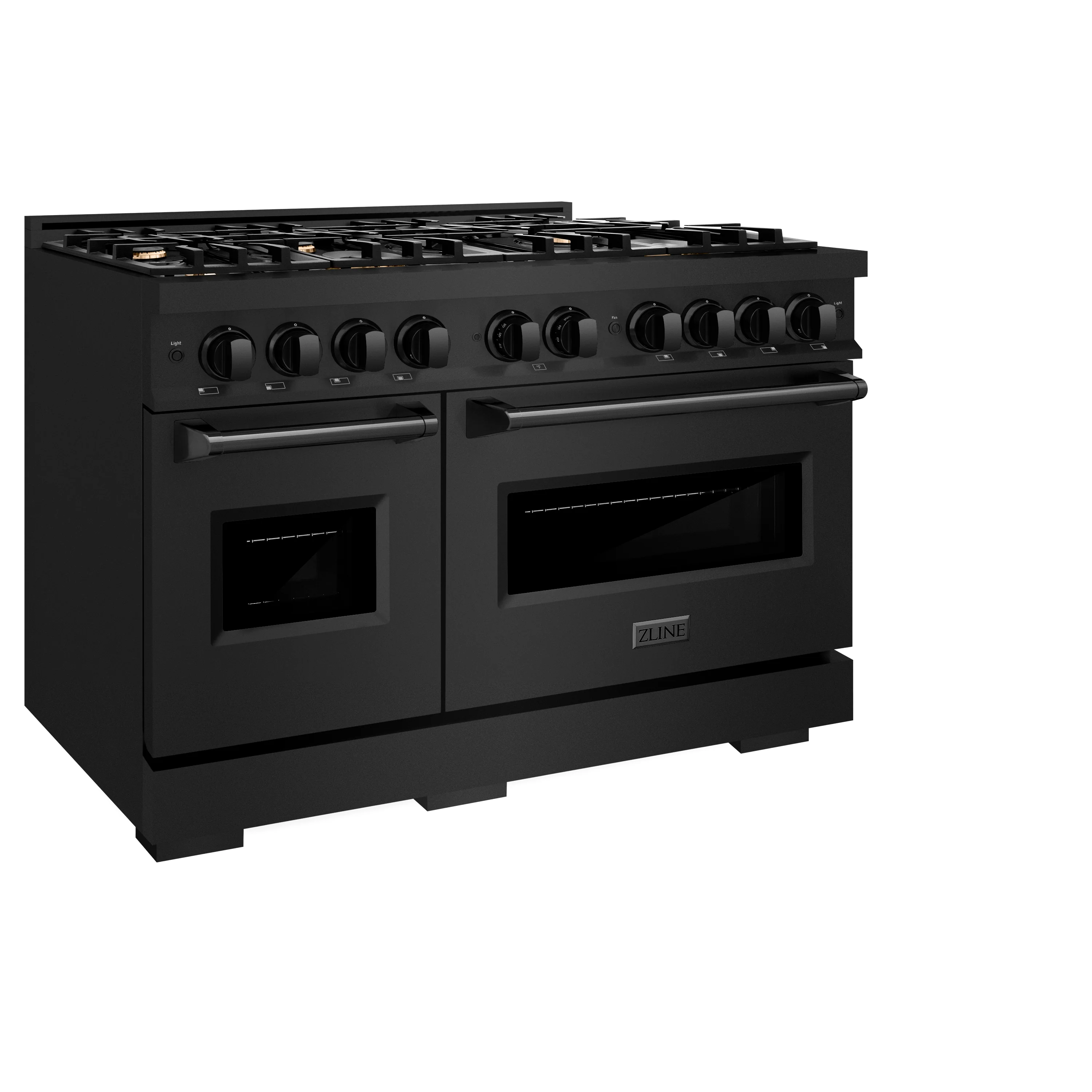 ZLINE 48 in. 6.7 cu. ft. Classic Double Oven Dual Fuel Range in Black Stainless Steel with 8 Brass Burners (CDRB-BR-48) - Image 4
