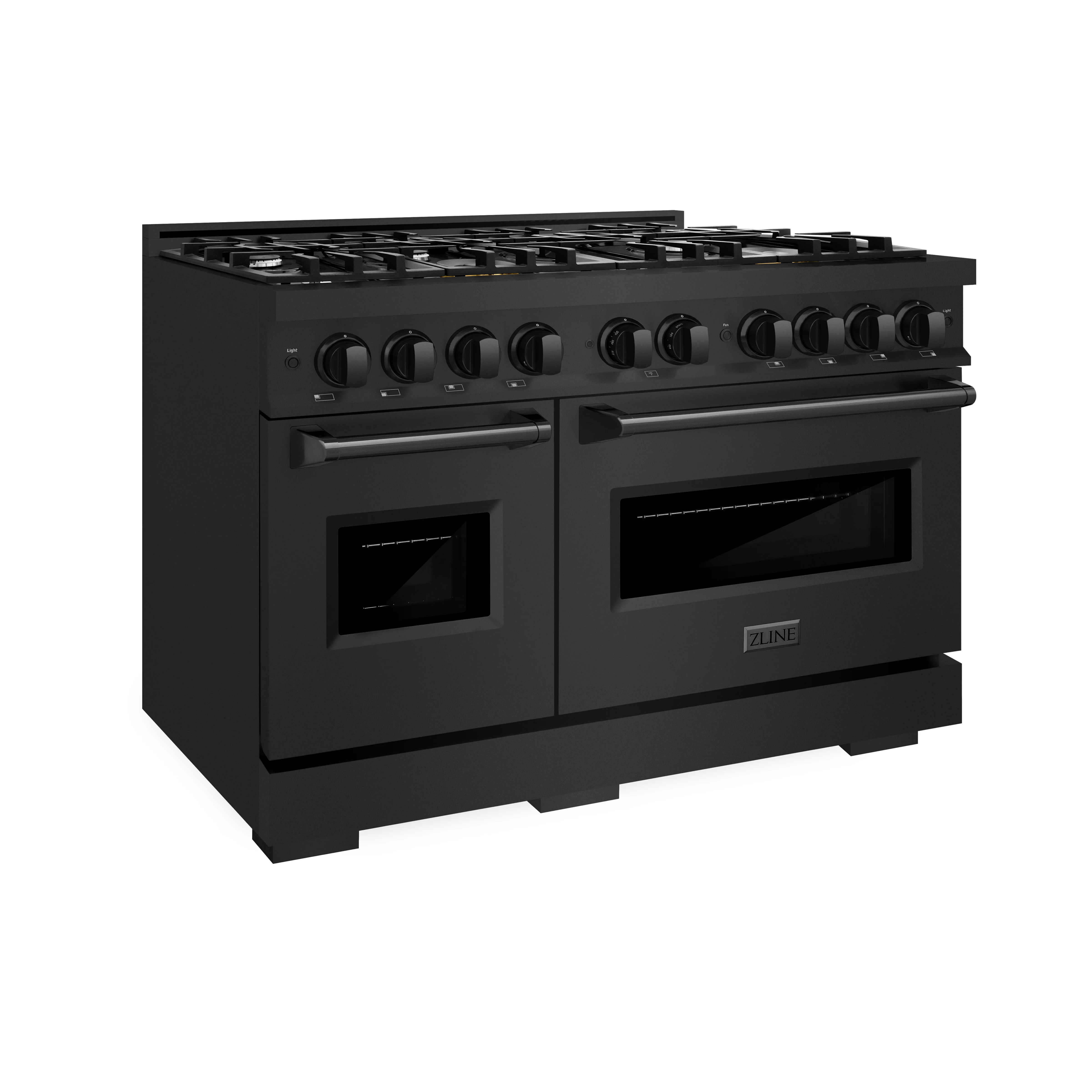 ZLINE 48 in. 6.7 cu. ft. Classic Double Oven Dual Fuel Range with 8 Burner Gas Cooktop in Black Stainless Steel (CDRB-48) - Image 5
