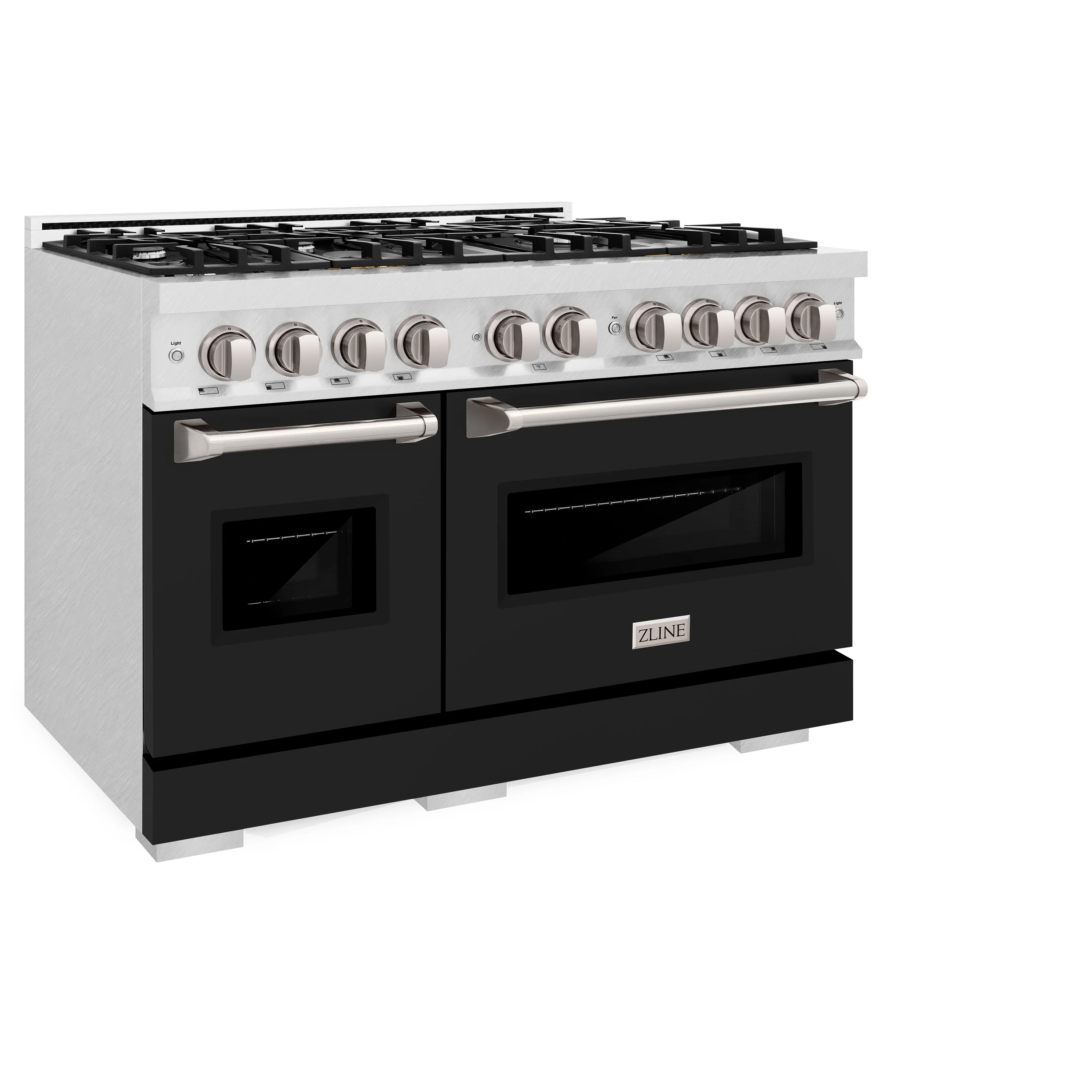 ZLINE 48 in. 6.7 cu. ft. Classic Double Oven Dual Fuel Range with 8 Burner Gas Cooktop in Satin Stainless Steel with Black Matte Doors (CDRS-BLM-48) - Image 6