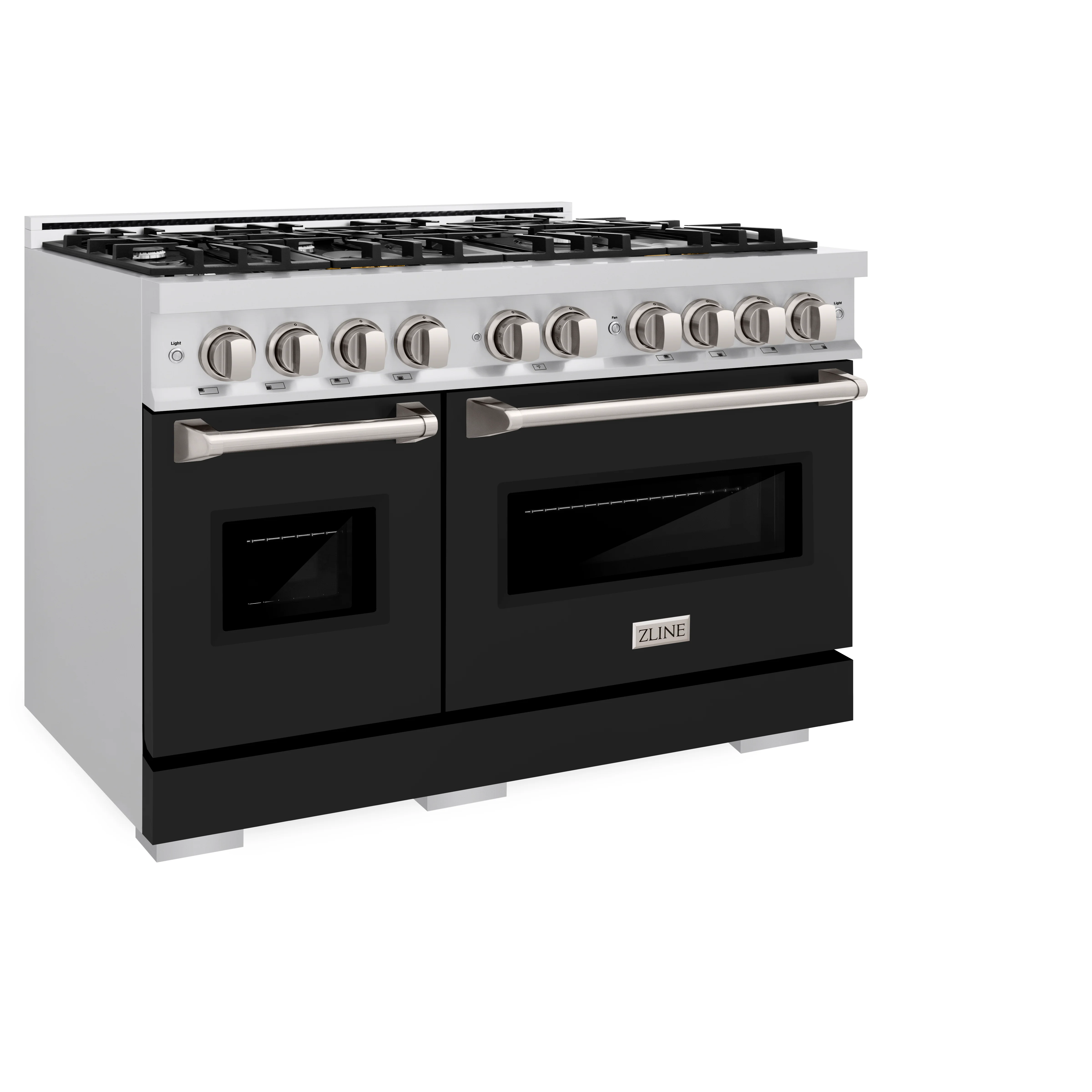 ZLINE 48 in. 6.7 cu. ft. Classic Double Oven Dual Fuel Range with 8 Burner Gas Cooktop in Stainless Steel with Black Matte Doors (CDR-BLM-48) - Image 4