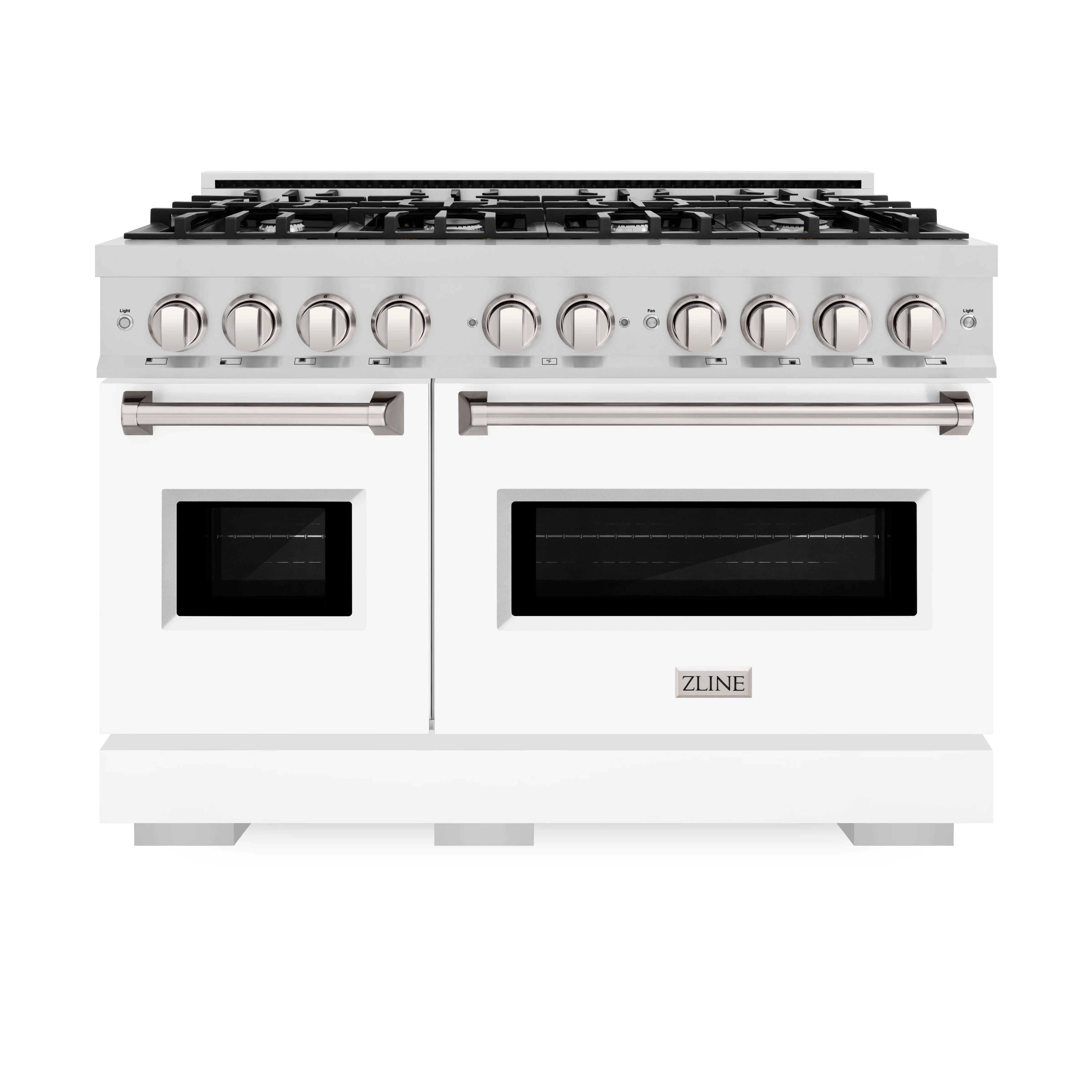 ZLINE 48 in. 6.7 cu. ft. Classic Double Oven Dual Fuel Range with 8 Burner Gas Cooktop in Stainless Steel with White Matte Doors (CDR-WM-48) - Image 3