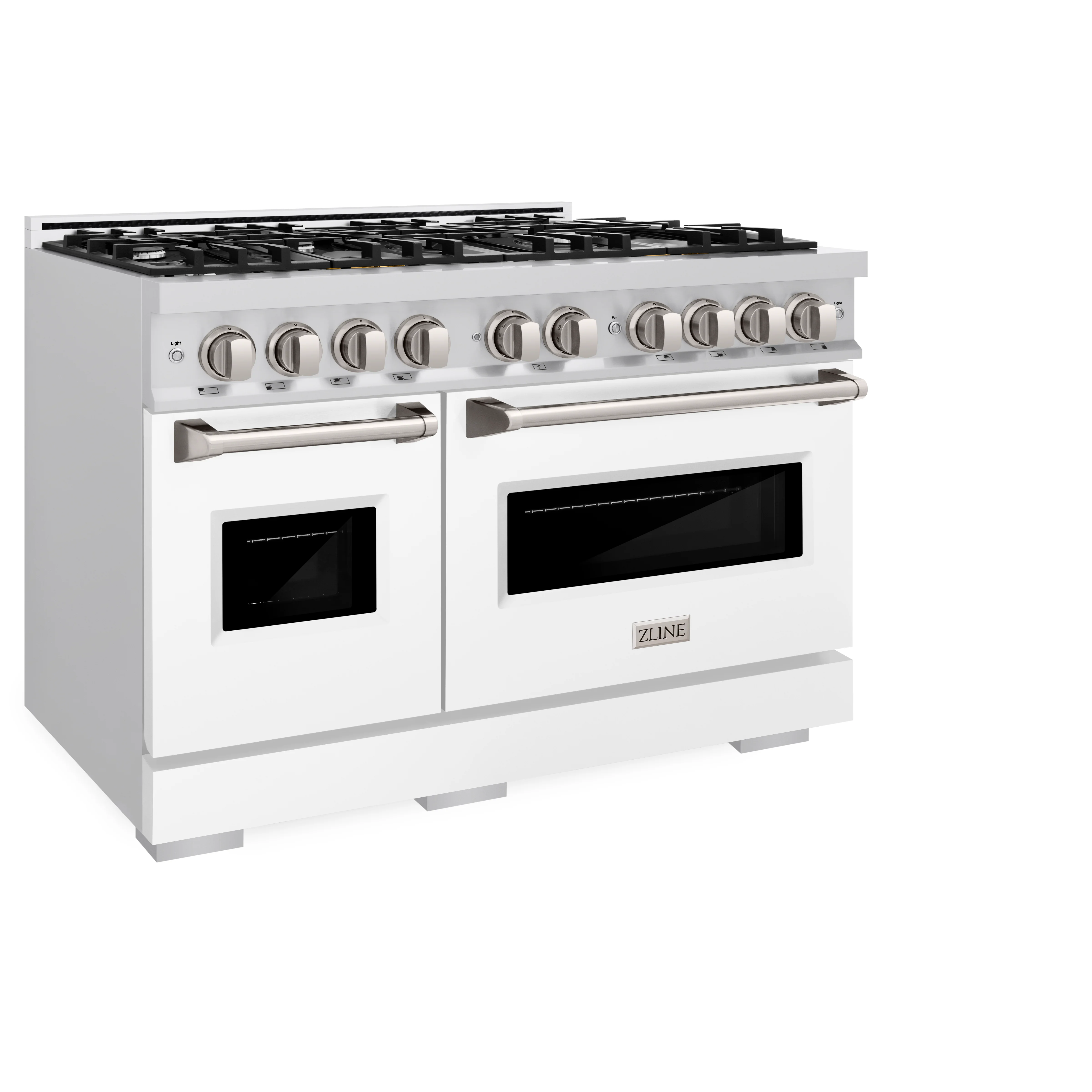 ZLINE 48 in. 6.7 cu. ft. Classic Double Oven Dual Fuel Range with 8 Burner Gas Cooktop in Stainless Steel with White Matte Doors (CDR-WM-48) - Image 5