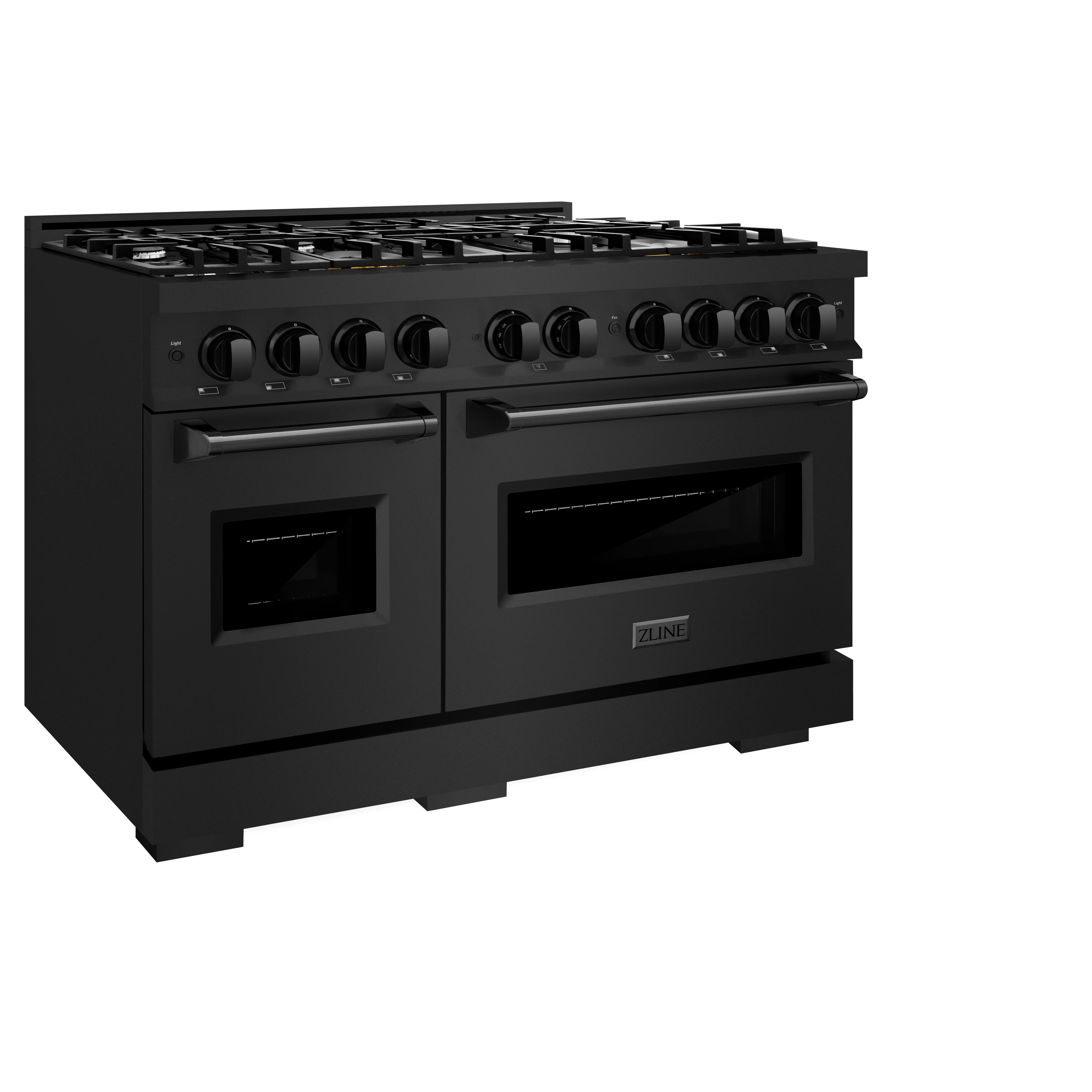 ZLINE 48 in. 6.7 cu. ft. Classic Double Oven Gas Range with 8 Burner Cooktop in Black Stainless Steel (CGRB-48) - Image 5