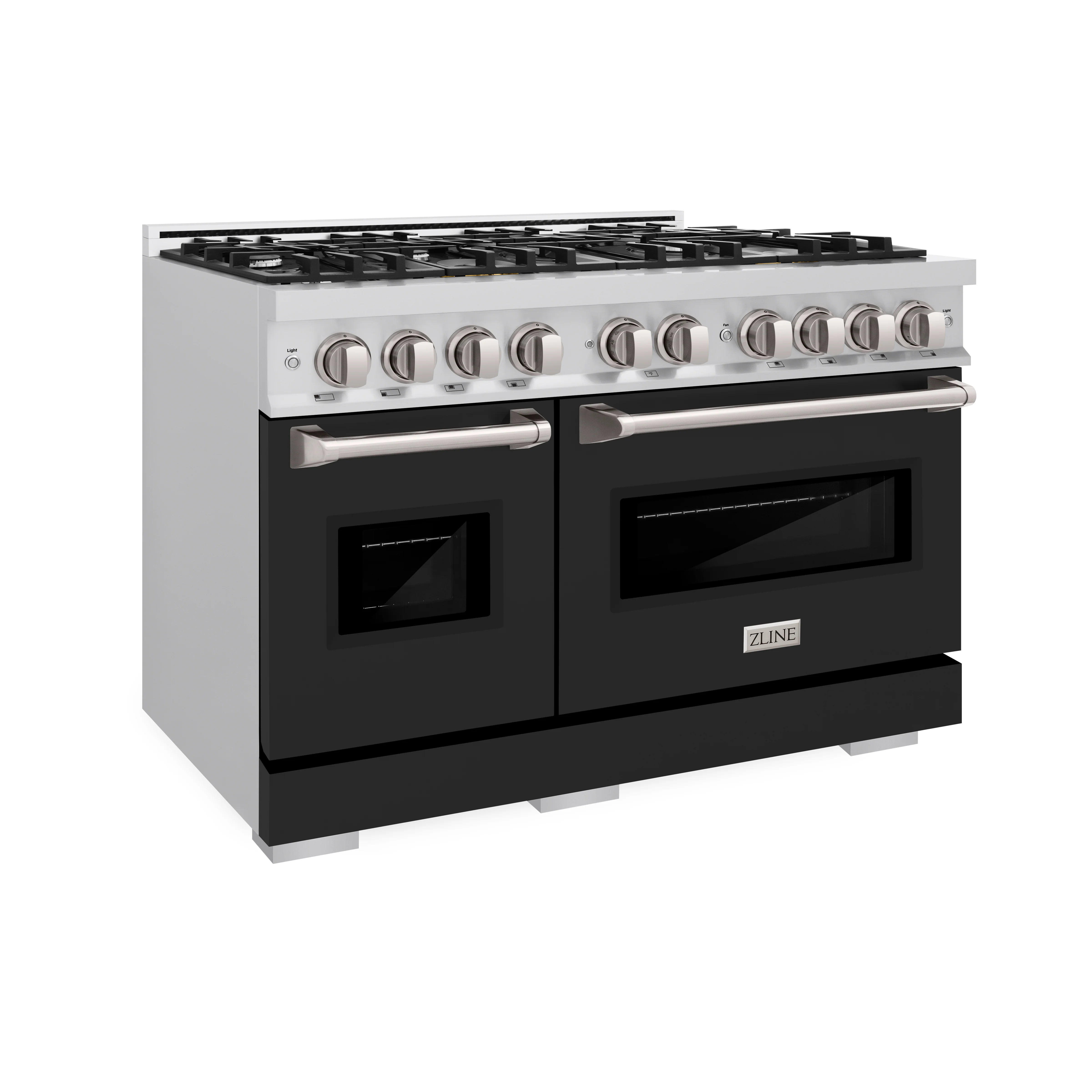 ZLINE 48 in. 6.7 cu. ft. Classic Double Oven Gas Range with 8 Burner Cooktop in Stainless Steel with Black Matte Doors (CGR-BLM-48) - Image 5