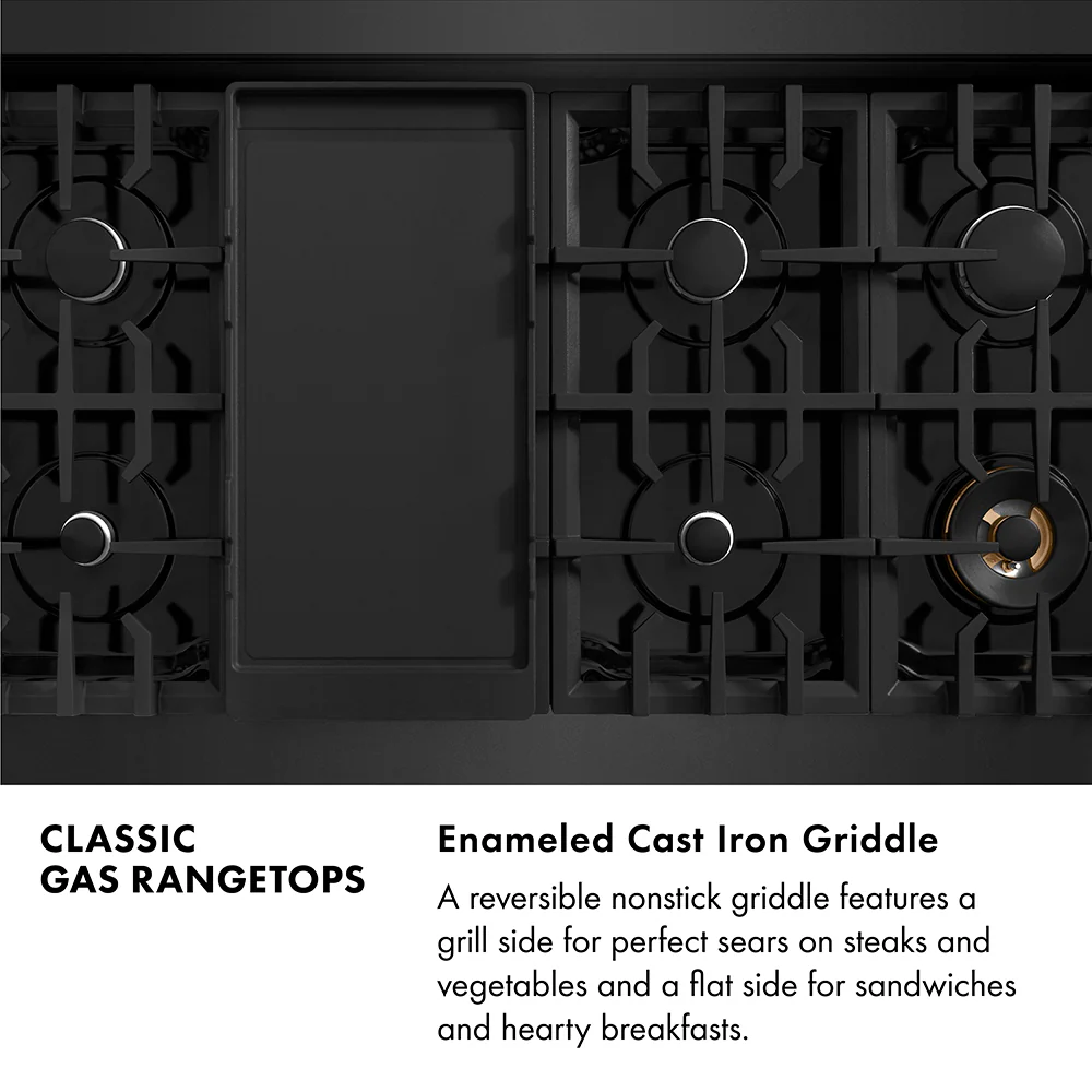 ZLINE 48 in. Classic Gas Rangetop with 8 Burners and Porcelain Cooktop in Black Stainless Steel (RTB2-48) - Image 11