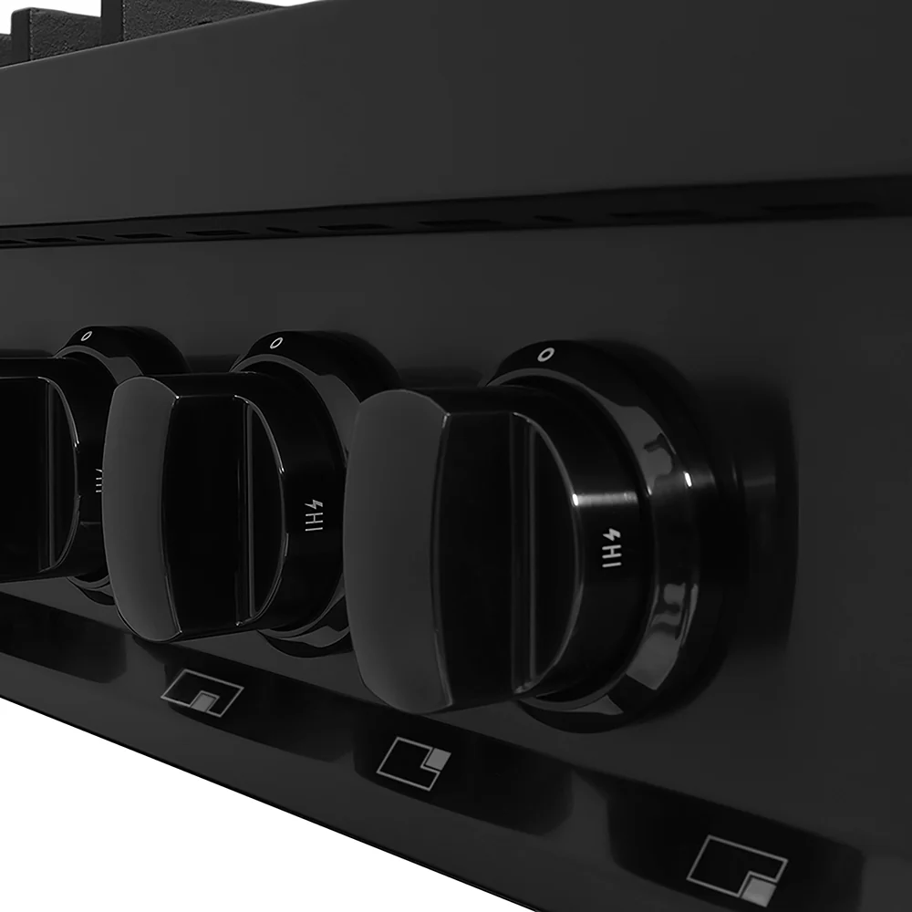 ZLINE 48 in. Classic Gas Rangetop with 8 Burners and Porcelain Cooktop in Black Stainless Steel (RTB2-48) - Image 3