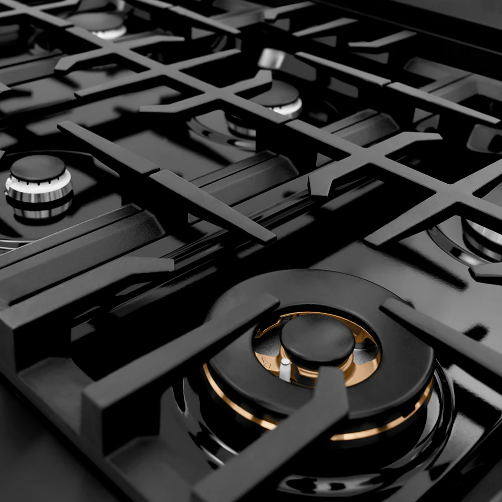ZLINE 48 in. Classic Gas Rangetop with 8 Burners and Porcelain Cooktop in Black Stainless Steel (RTB2-48) - Image 5