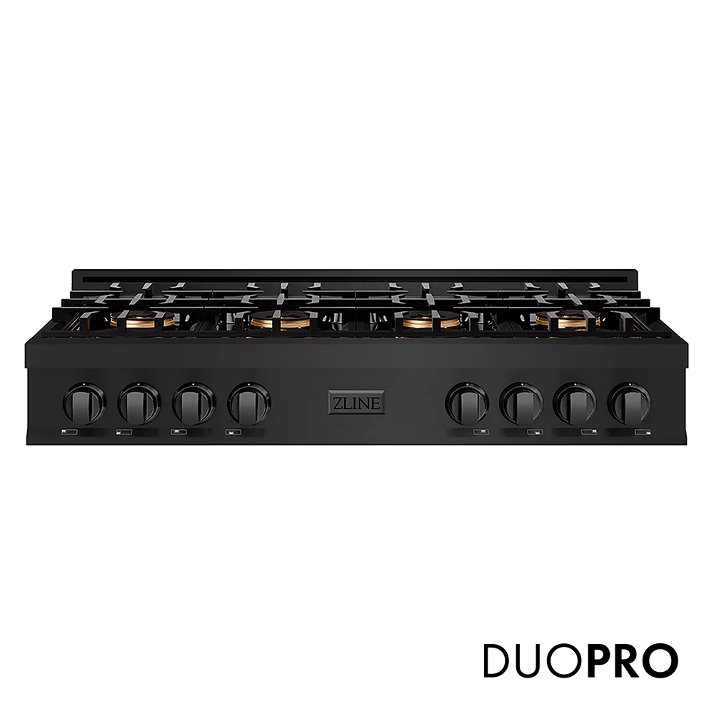 ZLINE 48 in. Classic Gas Rangetop with 8 Burner DuoPro™ Cooktop in Black Stainless Steel (PCRTB-48)