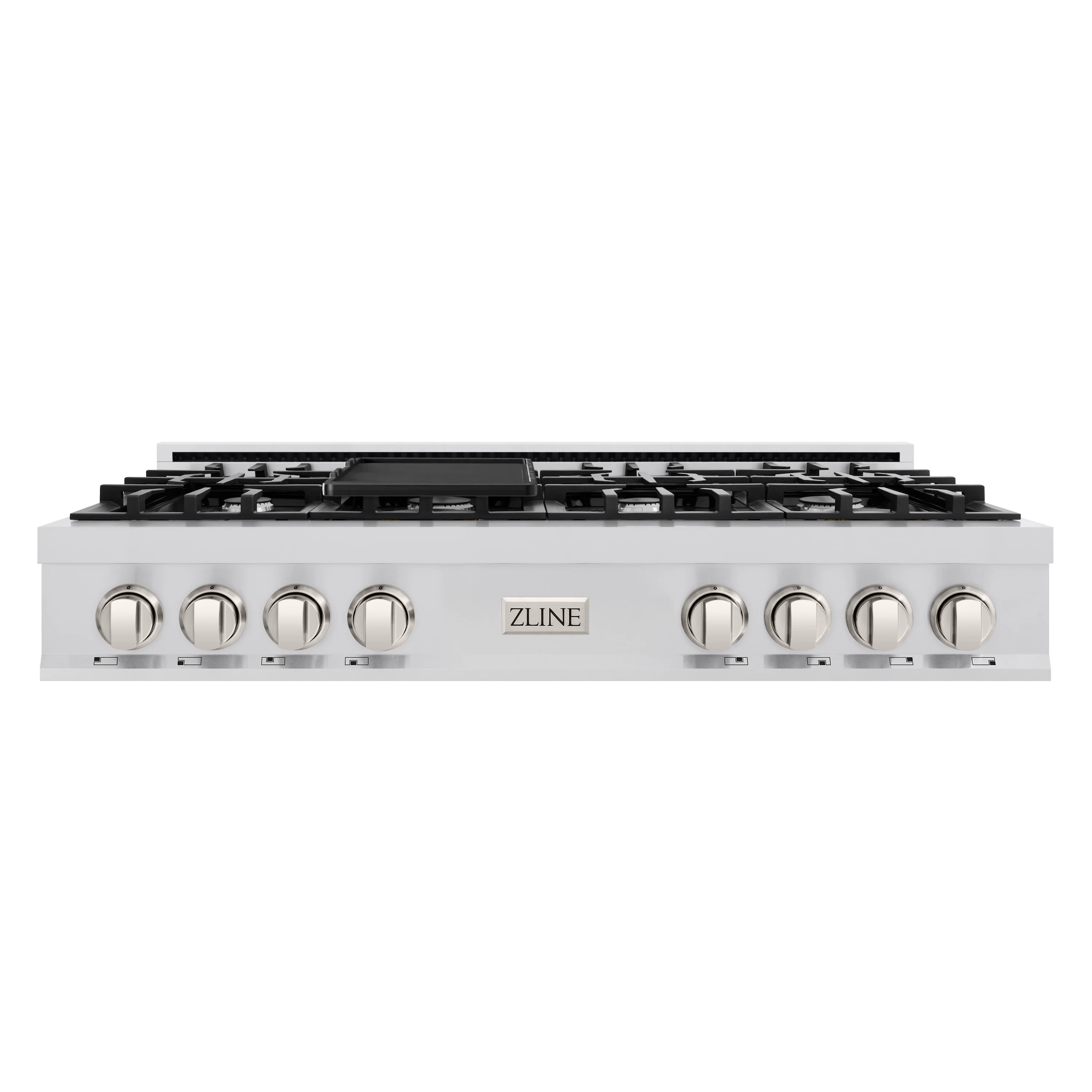 ZLINE 48 in. Classic Gas Rangetop with 8 Burners and Porcelain Cooktop in Stainless Steel with Griddle (RT-GR-48) - Image 2