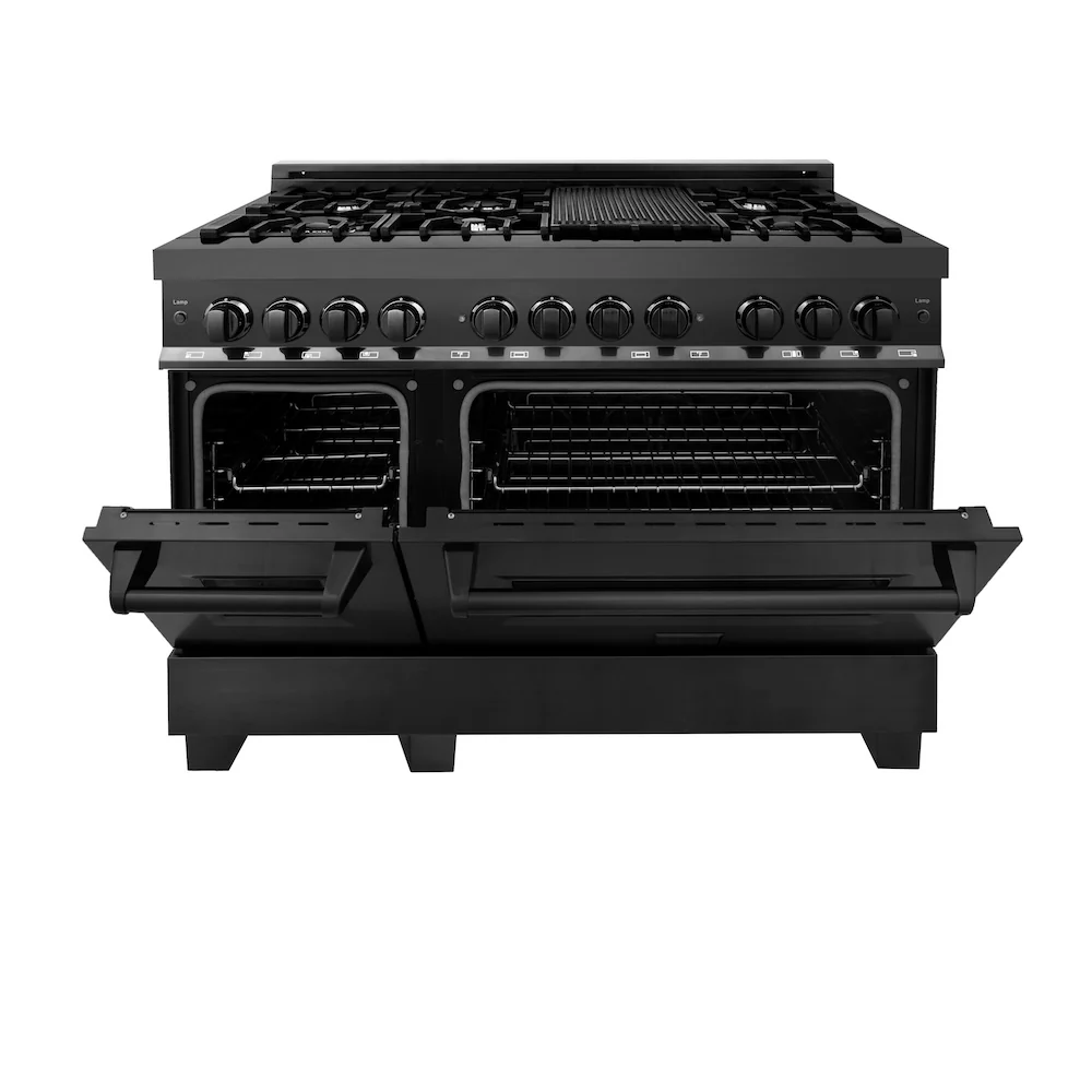 ZLINE 48 in. 6.0 cu. ft. Legacy Dual Fuel Range with 7 Burner Gas Cooktop and 2 Electric Ovens in Black Stainless Steel, Open Box-Great Condition - Image 5