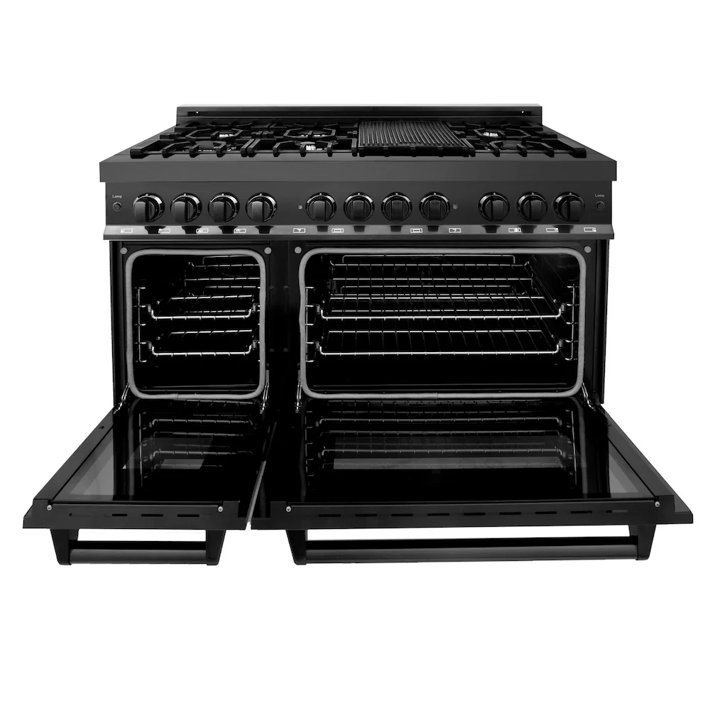 ZLINE 48 in. 6.0 cu. ft. Legacy Dual Fuel Range with 7 Burner Gas Cooktop and 2 Electric Ovens in Black Stainless Steel, Open Box-Great Condition - Image 6