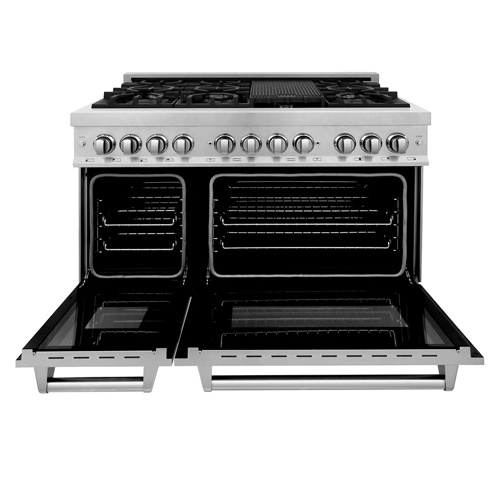 ZLINE 48 in. 6.0 cu. ft. Legacy Dual Fuel Range with 7 Burner Gas Cooktop and 2 Electric Ovens in Satin Stainless Steel, Open Box-Great Condition - Image 6