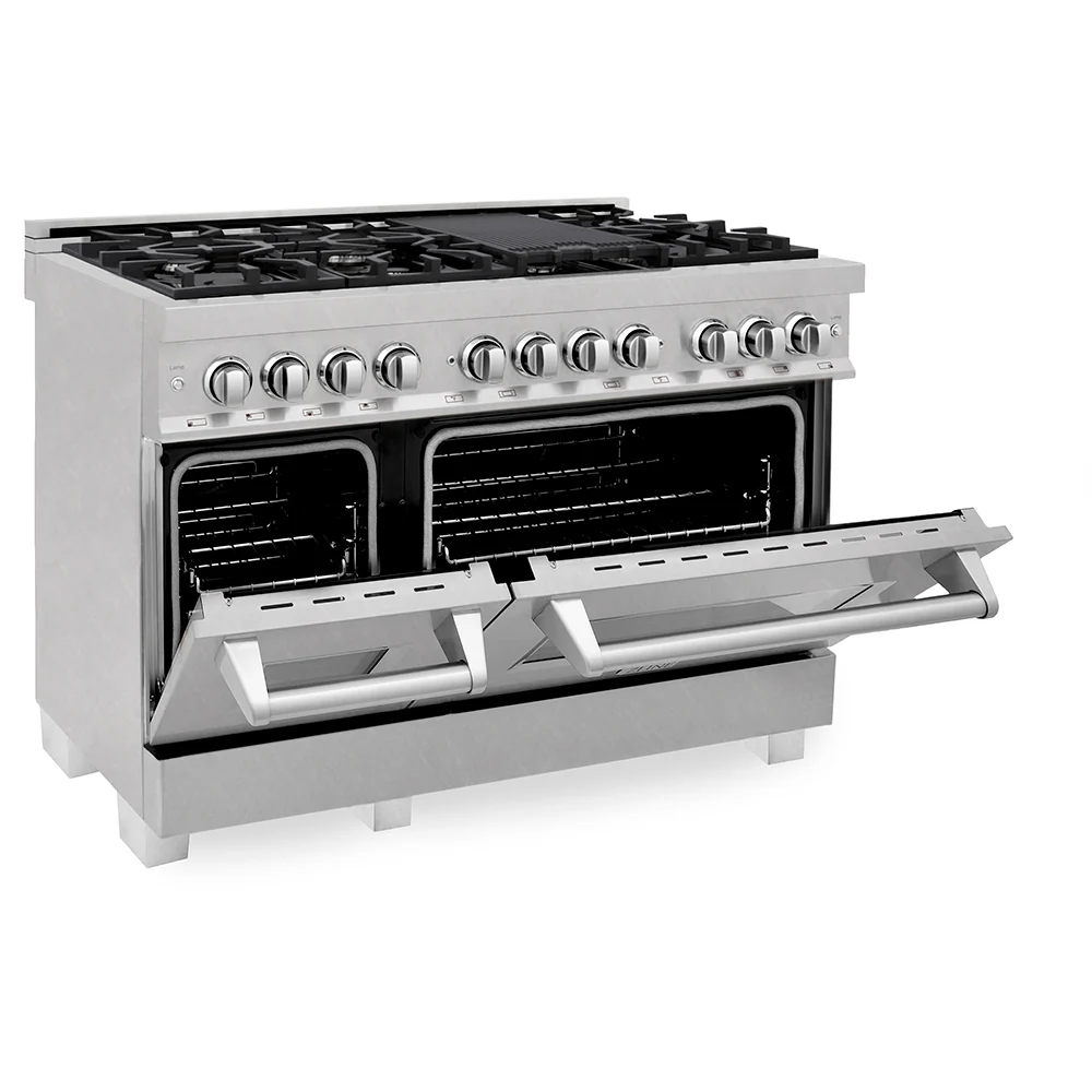 ZLINE 48 in. 6.0 cu. ft. Legacy Dual Fuel Range with 7 Burner Gas Cooktop and 2 Electric Ovens in Satin Stainless Steel, Open Box-Great Condition - Image 8