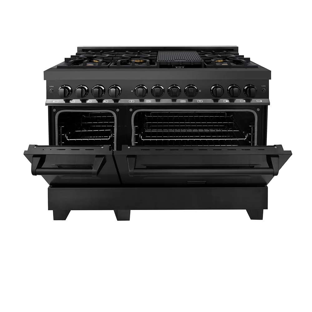 ZLINE 48 in. 6.0 cu. ft. Legacy Dual Fuel Range with Gas Cooktop and 2 Electric Ovens in Black Stainless Steel with 6 Brass Burners, Open Box-Great Condition - Image 5